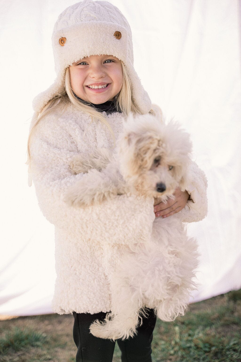 Allegory Diagonal Closure Baby Coat - Winter White Shearling