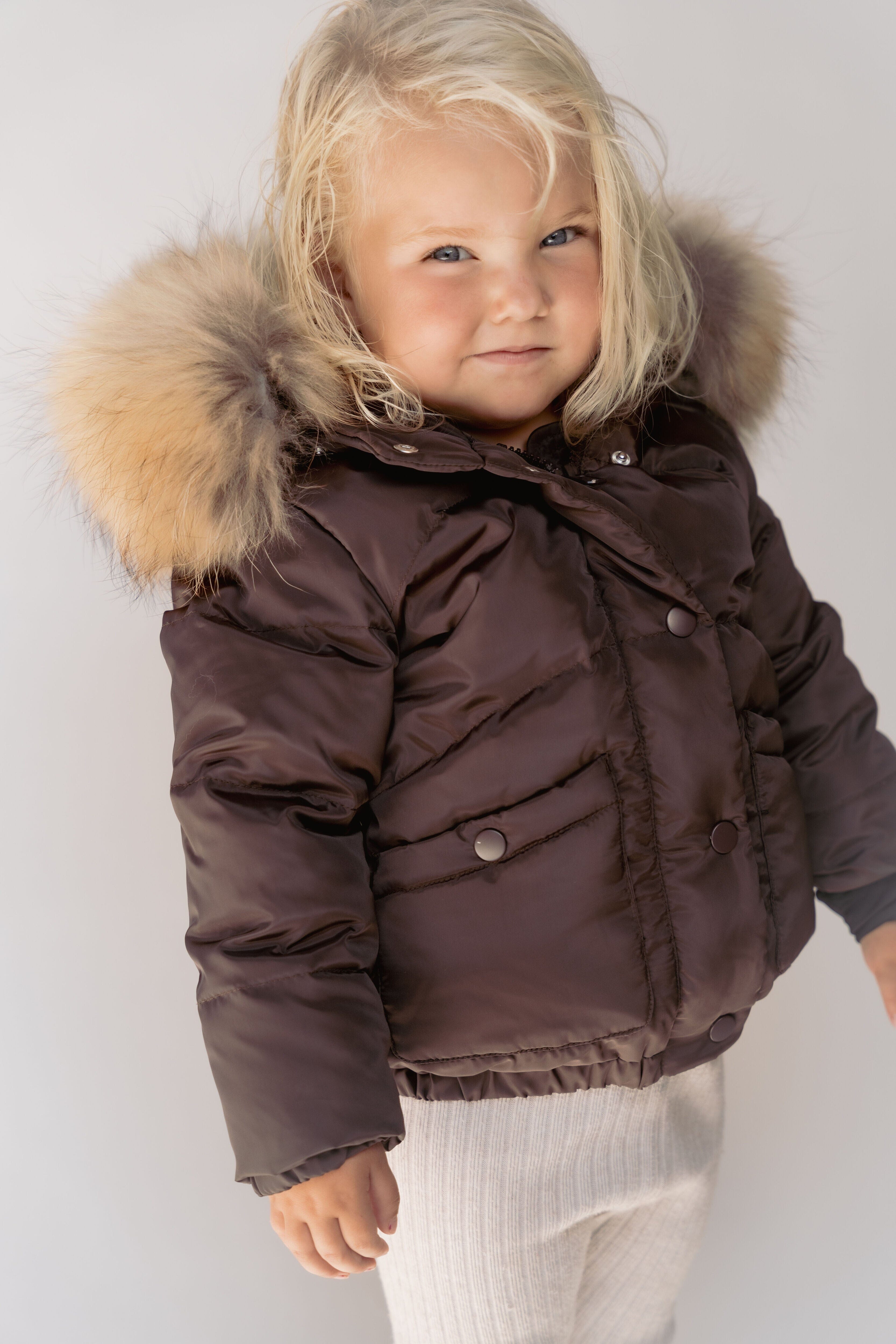 Avenue Girls Down Coat - Cranberry/Brown Coat IBIS Outerwear 