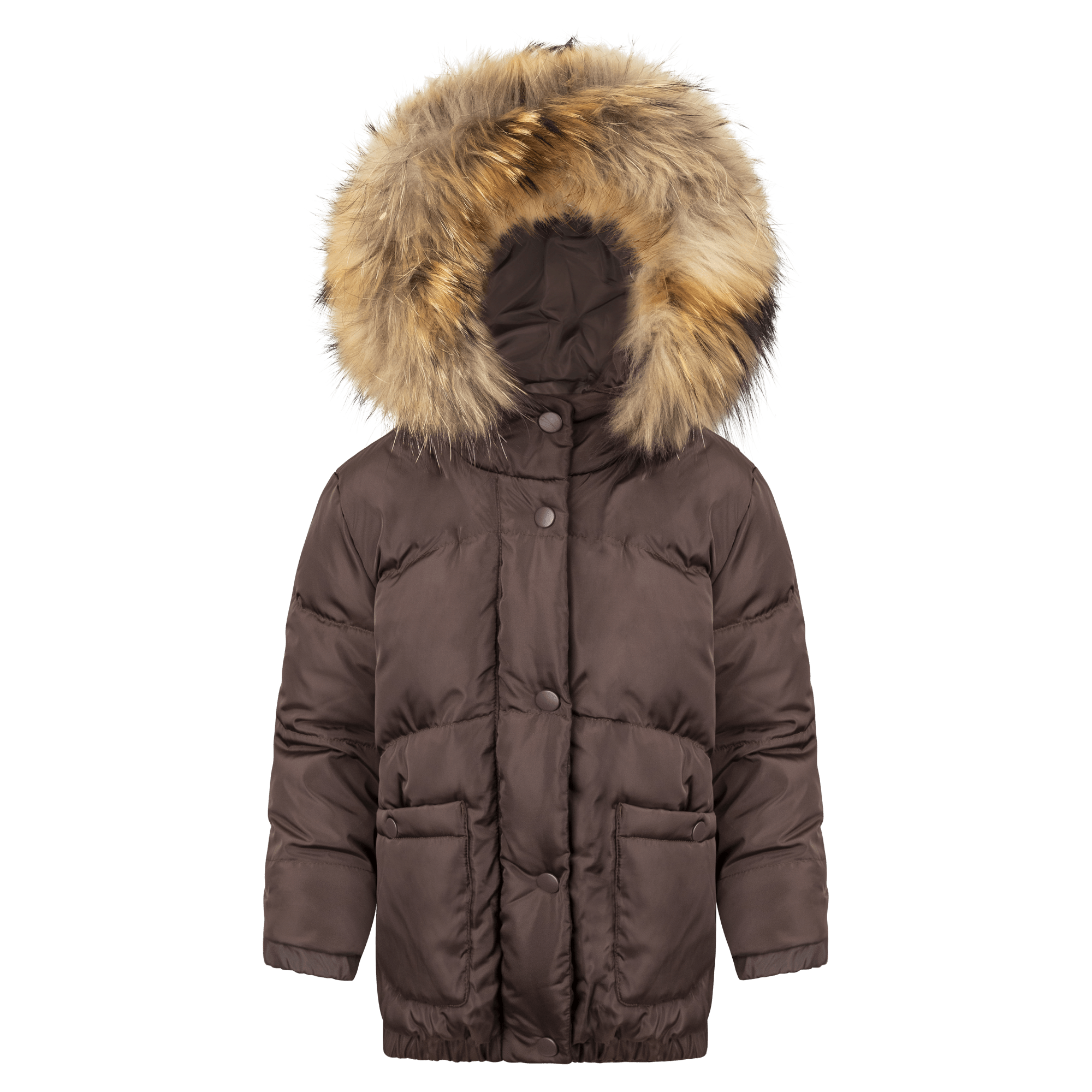 Avenue Girls Down Coat - Cranberry/Brown Coat IBIS Outerwear 