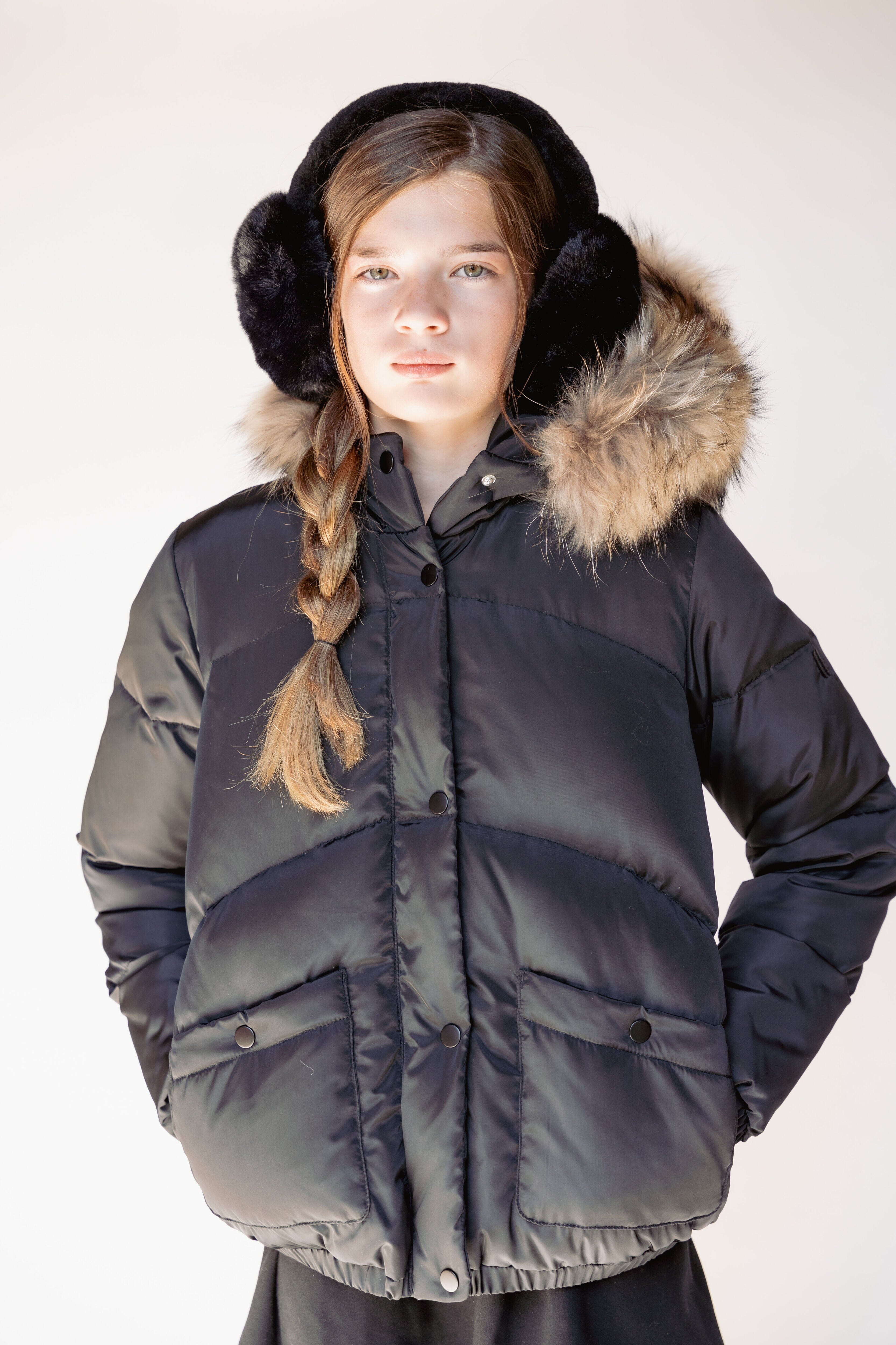 Avenue Girls Down Coat - Jet Black Coat IBIS Outerwear 2 