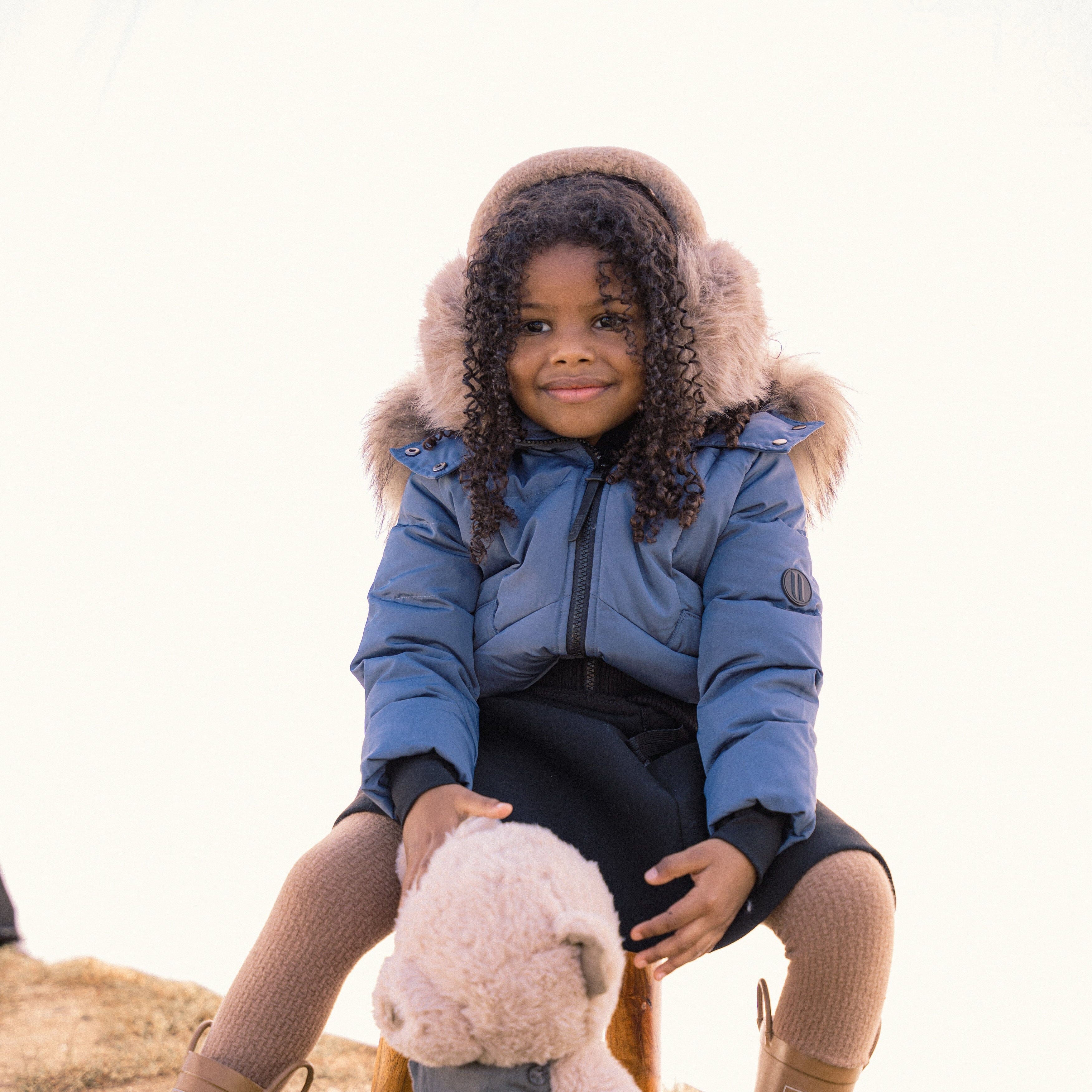 Chorus Snap Pocket Girls Down Coat - Off Blue Coat IBIS Outerwear 