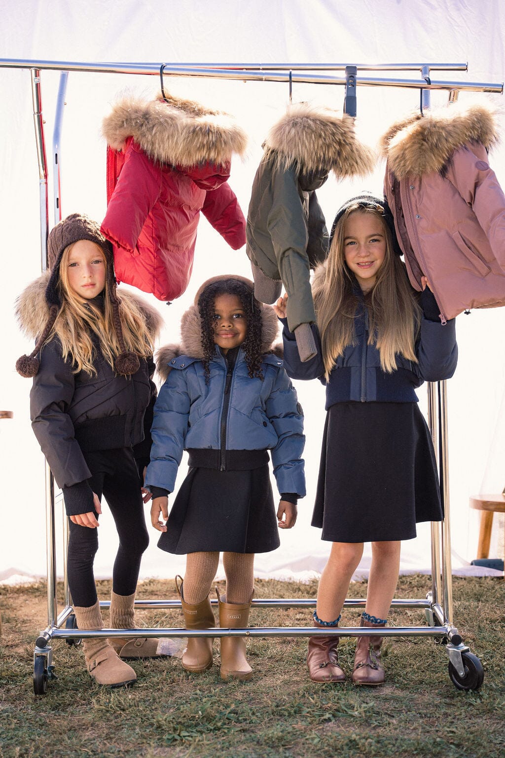 Chorus Snap Pocket Girls Down Coat - Off Blue