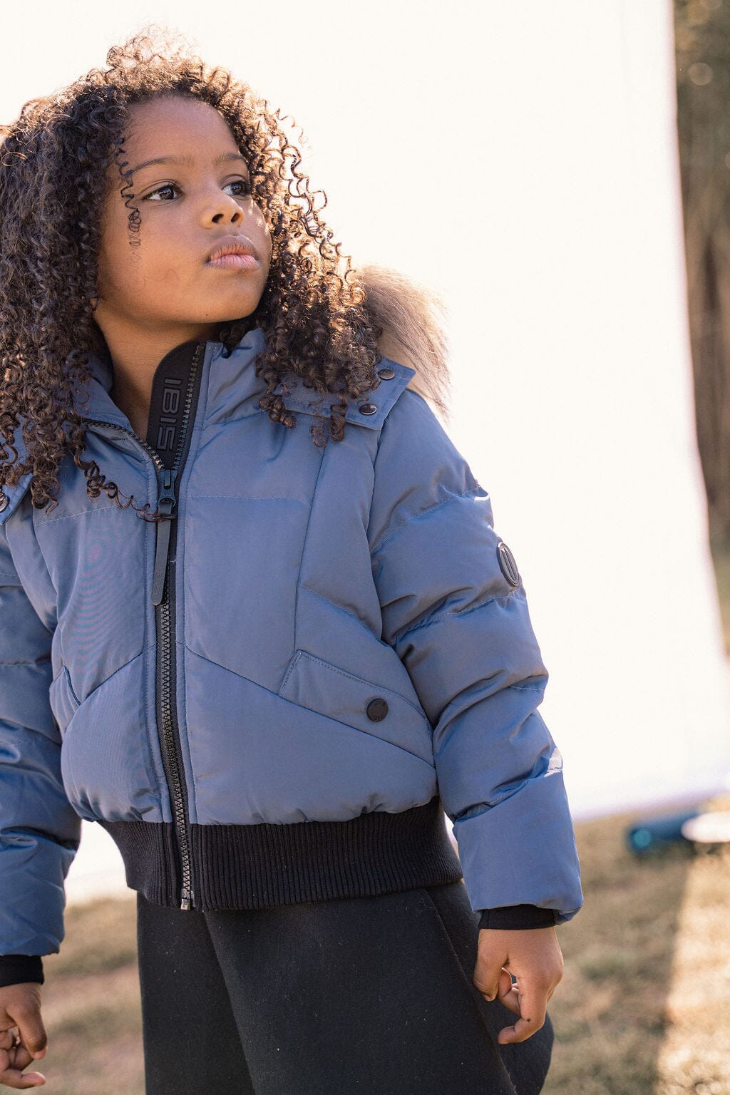 Chorus Snap Pocket Girls Down Coat - Off Blue
