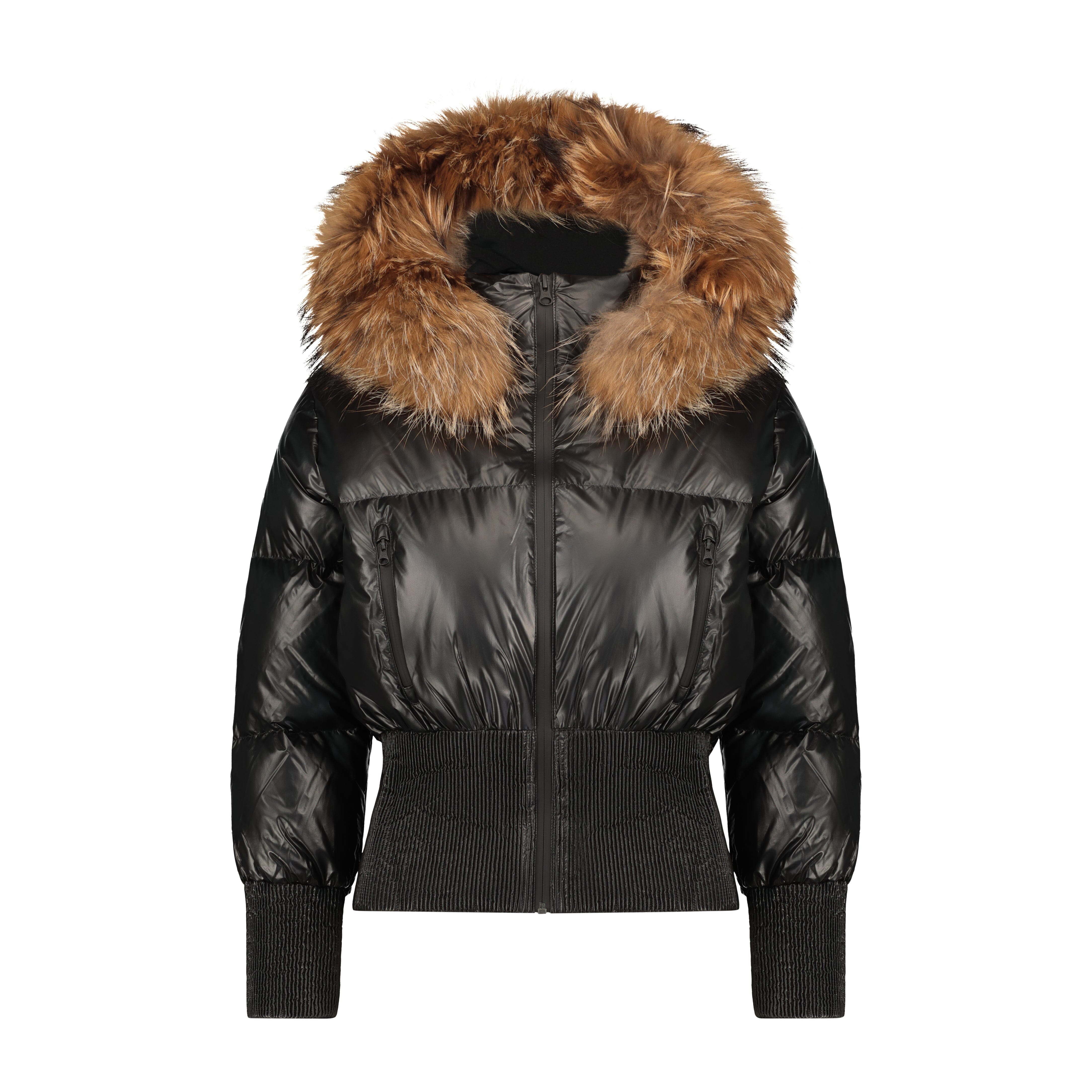 Elegy Tall Waistband Teens Down Coat - Black Leather Look Coat IBIS Outerwear 
