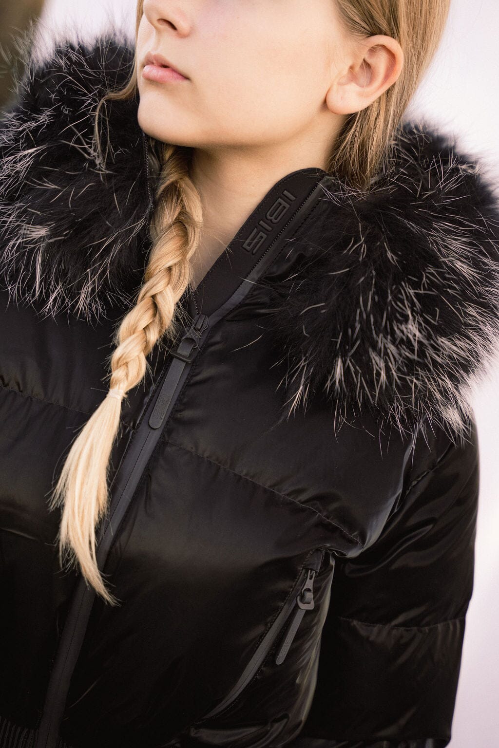 Elegy Tall Waistband Teens Down Coat - Black Liquid Shine No Fur Coat IBIS Outerwear 