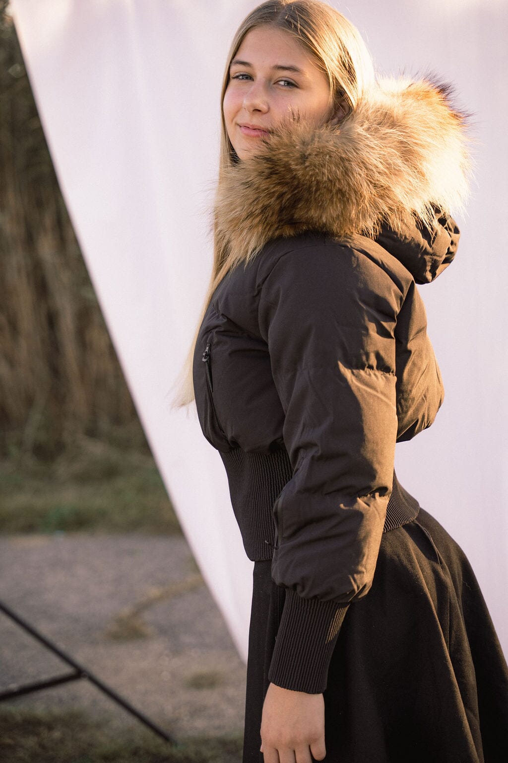 Elegy Tall Waistband Teens Down Coat - Black Matte Coat IBIS Outerwear 