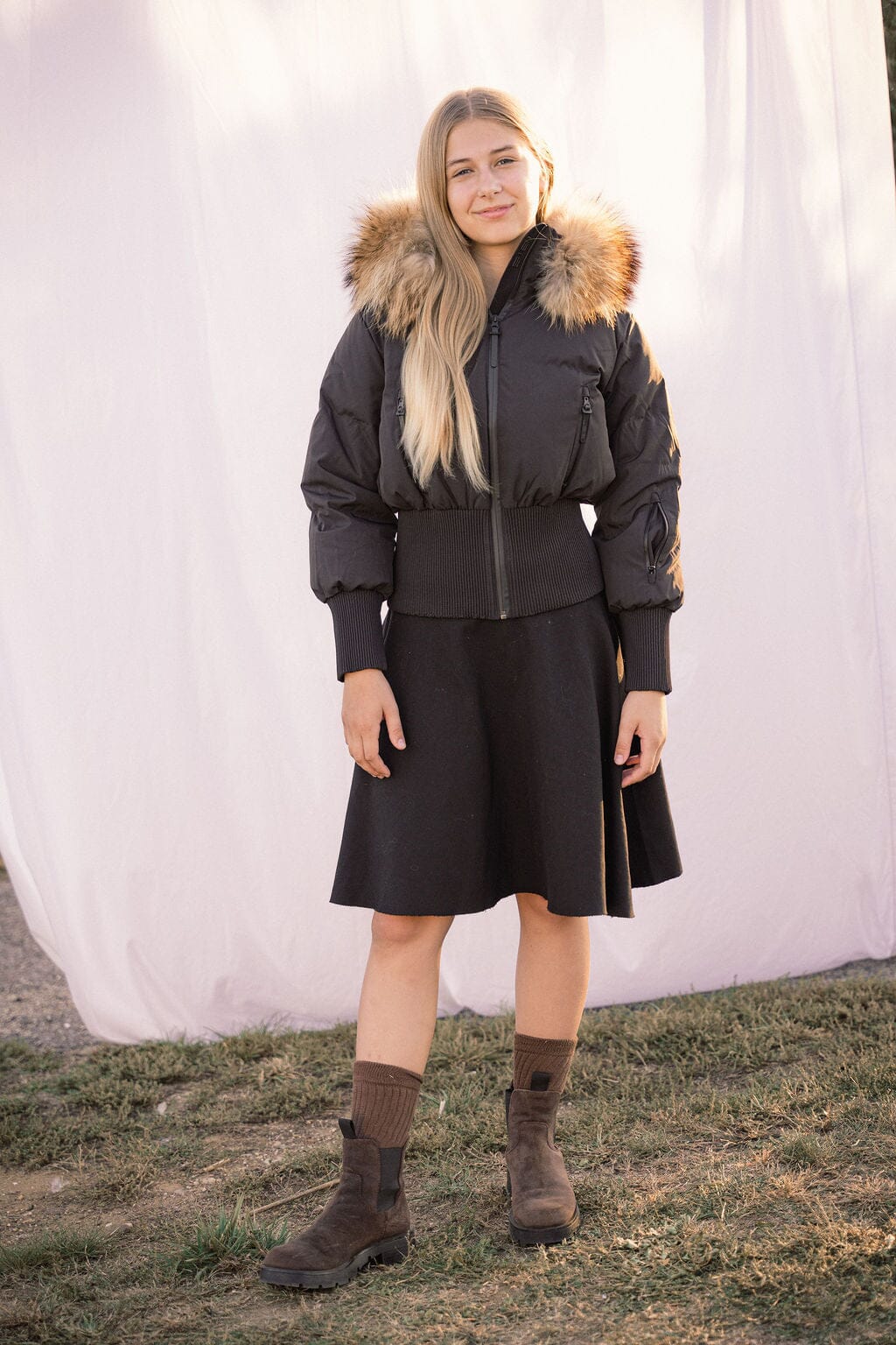 Elegy Tall Waistband Teens Down Coat - Black Matte Coat IBIS Outerwear 