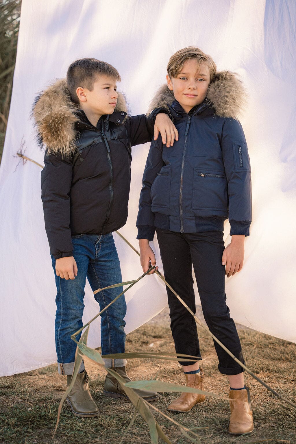 Folio Mixed Media Boys Down Coat - Black