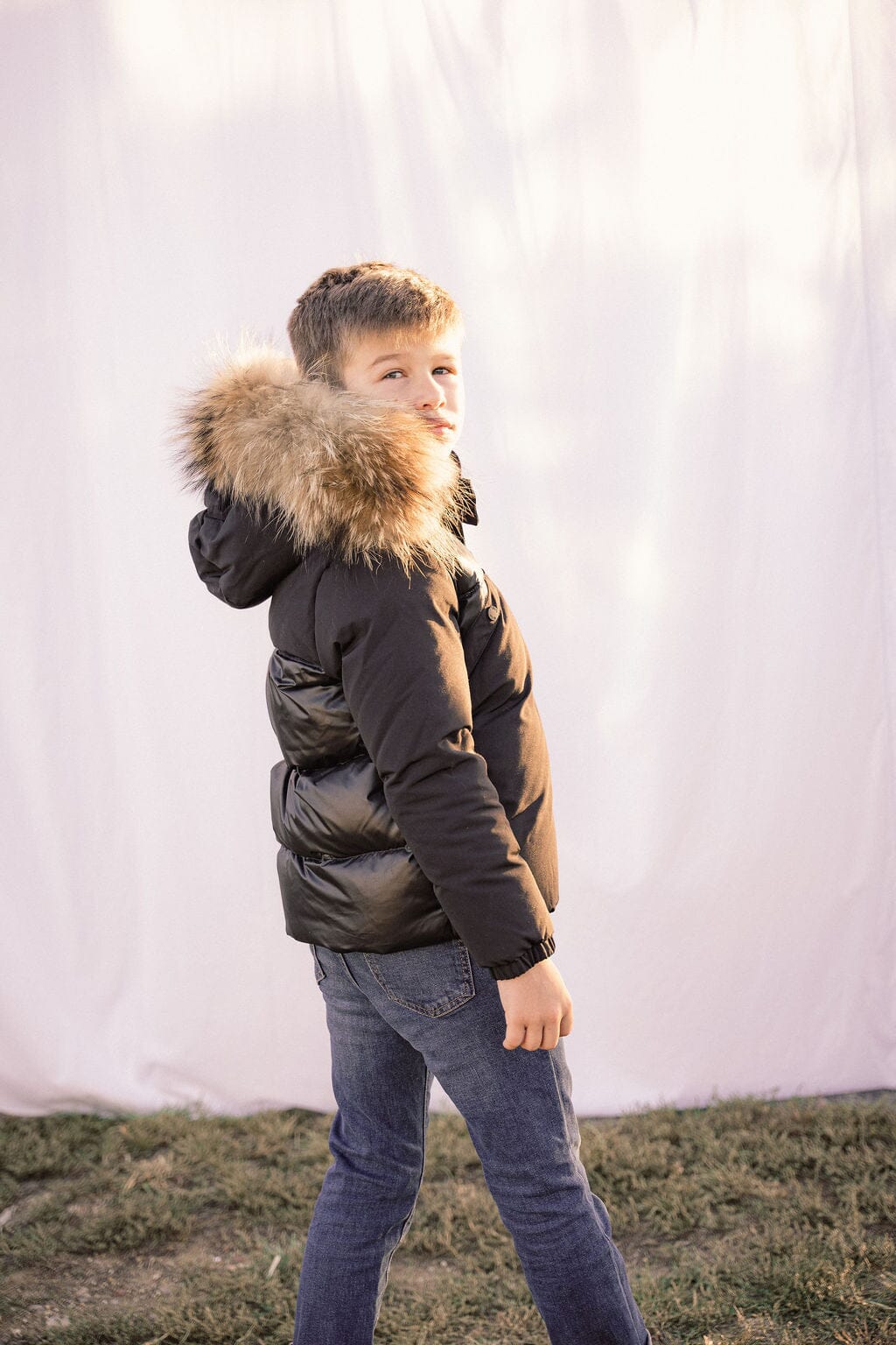 Folio Mixed Media Boys Down Coat - Black Coat IBIS Outerwear 