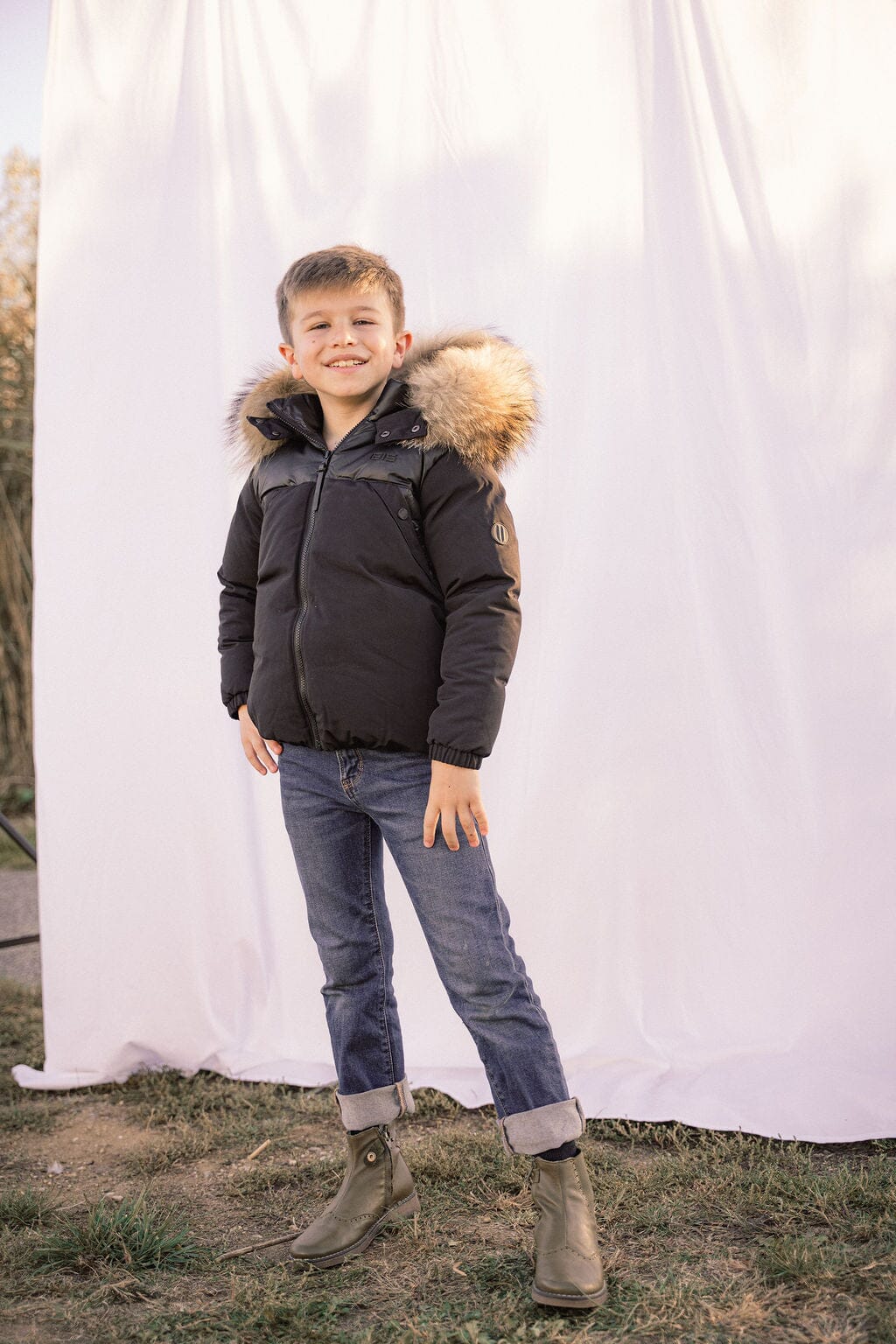 Folio Mixed Media Boys Down Coat - Black Coat IBIS Outerwear 