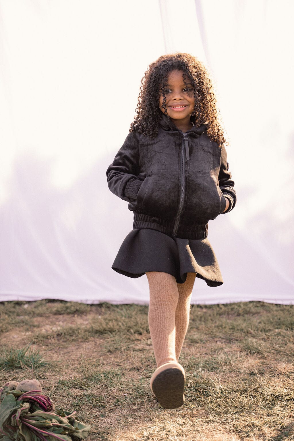 Lyric Black Velour Girls Warm Hoodie Coat IBIS Outerwear 