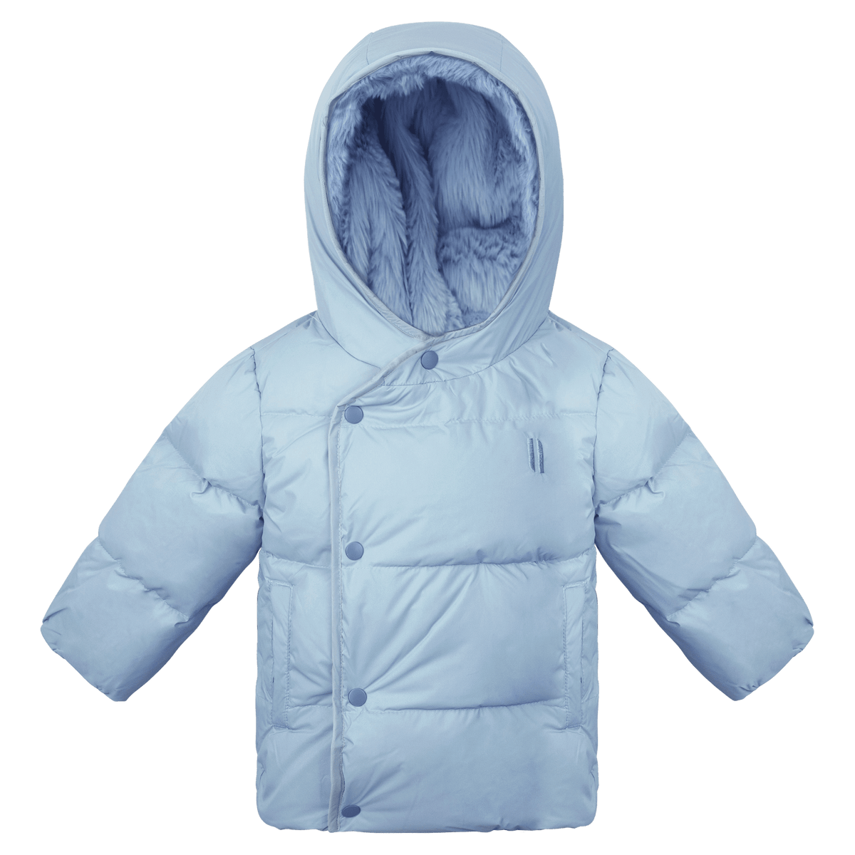 babydior ロンパース　ダウン　水色　ファー　12M 80 B品 metropolis-baby-down-coat-