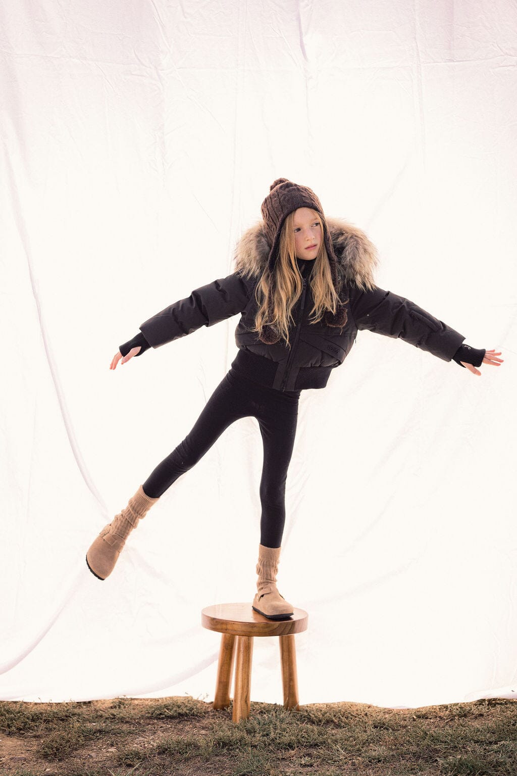 Narrative Covered Pocket Girls Down Coat - Black Coat IBIS Outerwear 