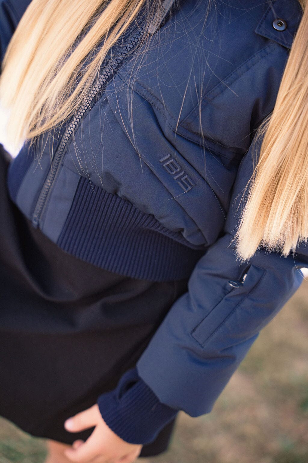 Narrative Covered Pocket Girls Down Coat - Navy Coat IBIS Outerwear 