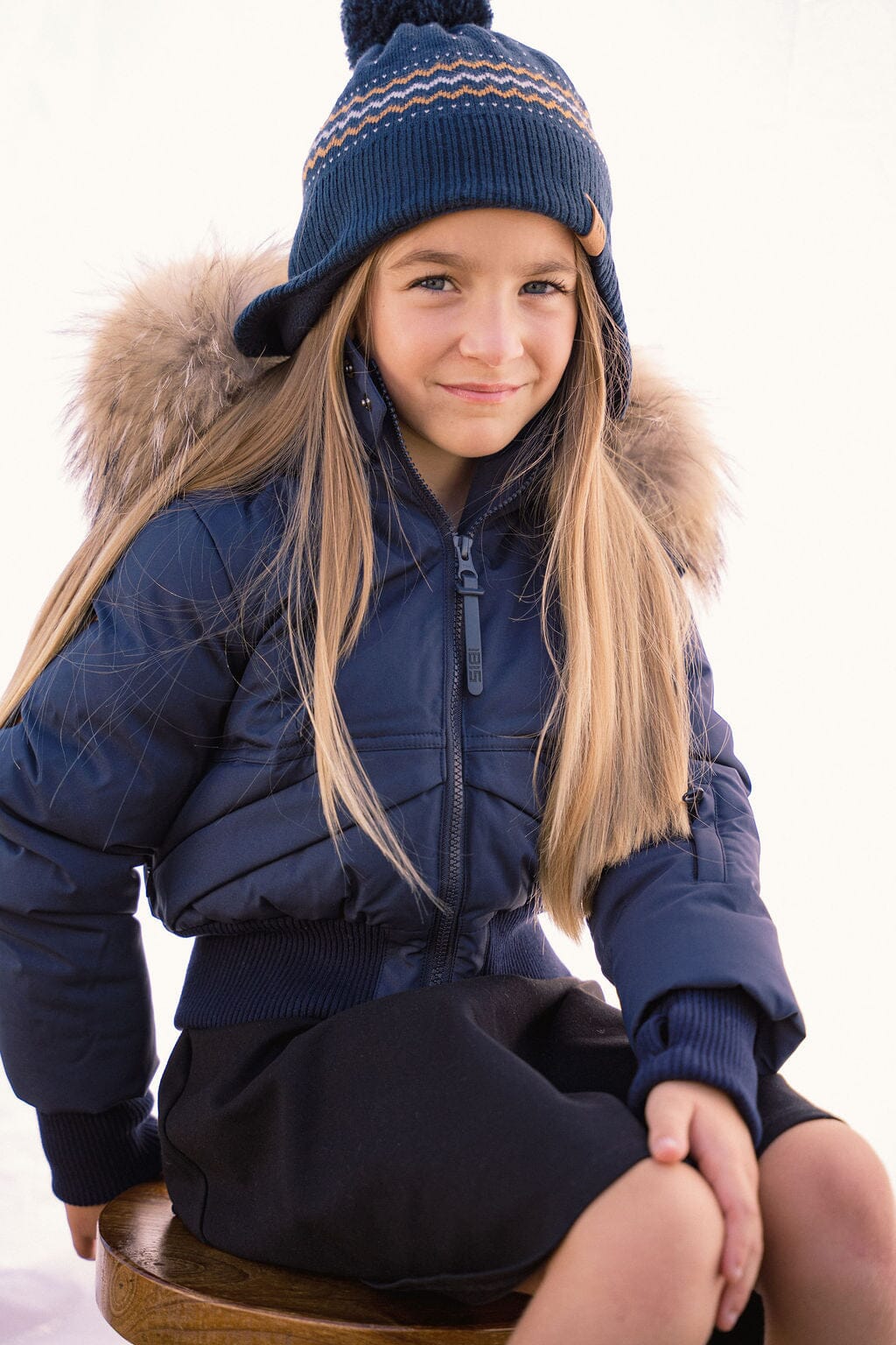 Narrative Covered Pocket Girls Down Coat - Navy Coat IBIS Outerwear 