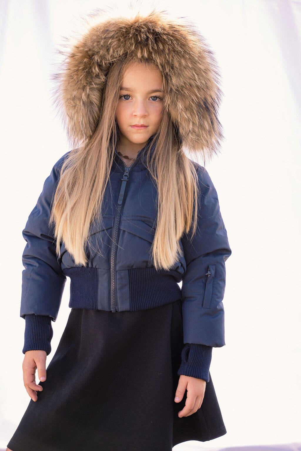 Narrative Covered Pocket Girls Down Coat - Navy Coat IBIS Outerwear 