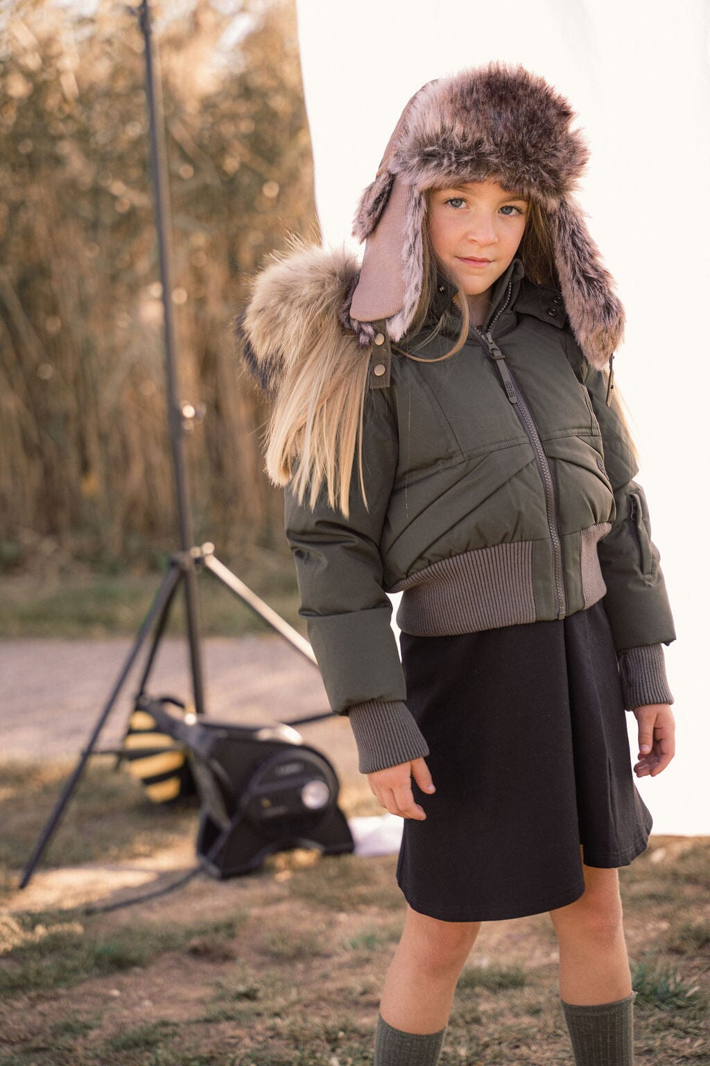 Narrative Covered Pocket Girls Down Coat - Olive Green Coat IBIS Outerwear 