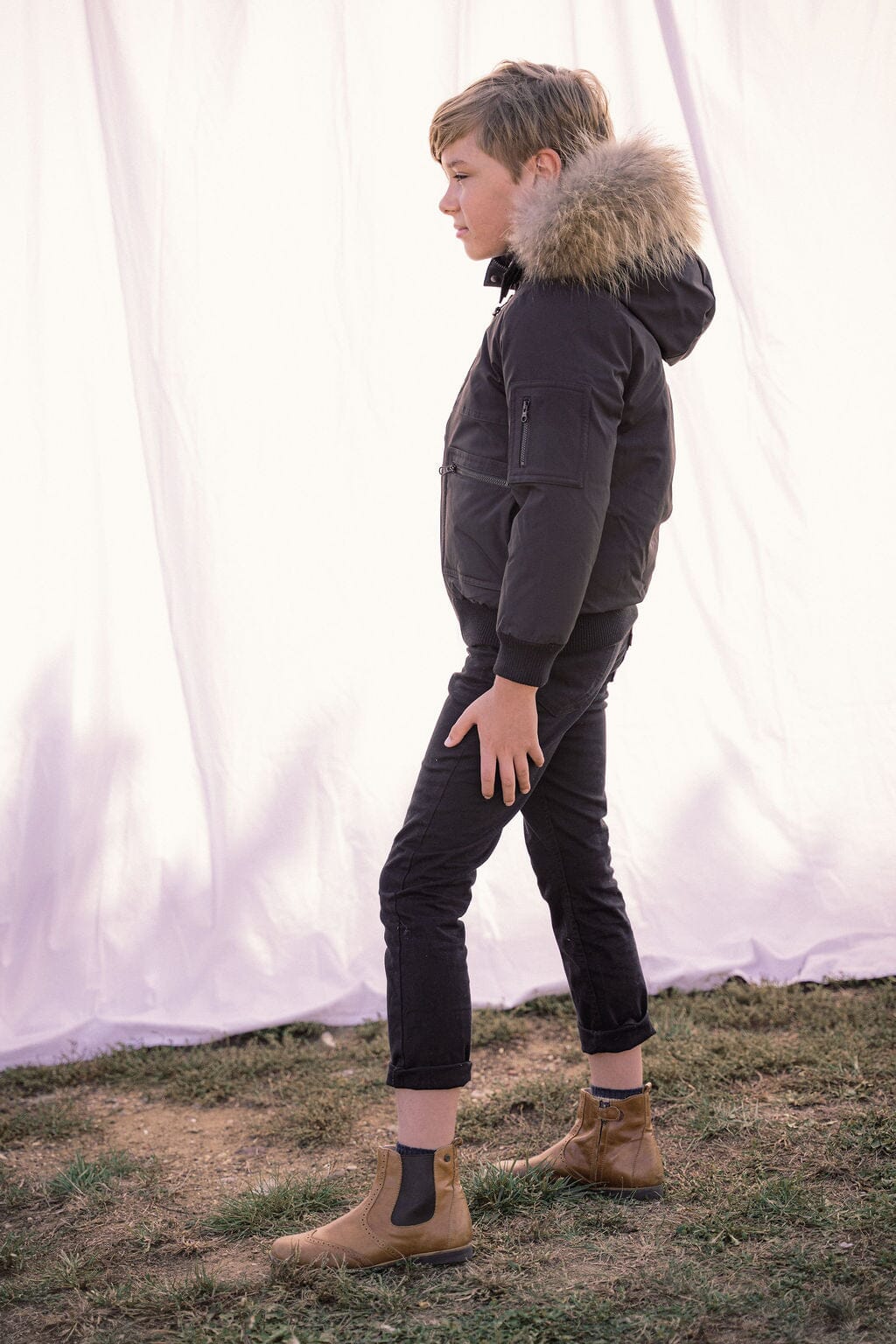 Prologue Square Pocket Boys Down Coat - Black Coat IBIS Outerwear 