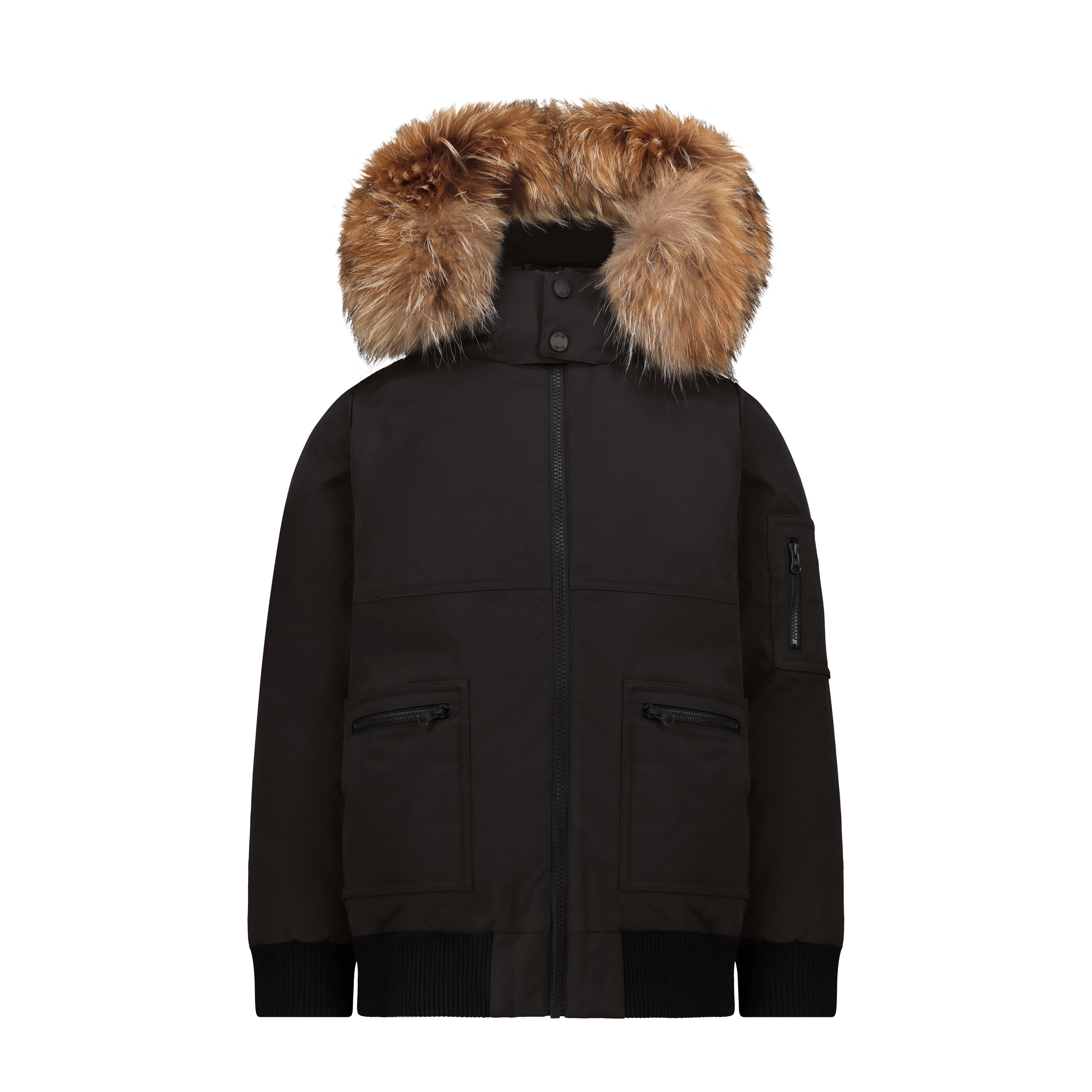 Prologue Square Pocket Boys Down Coat - Black with Fur Coat IBIS Outerwear 