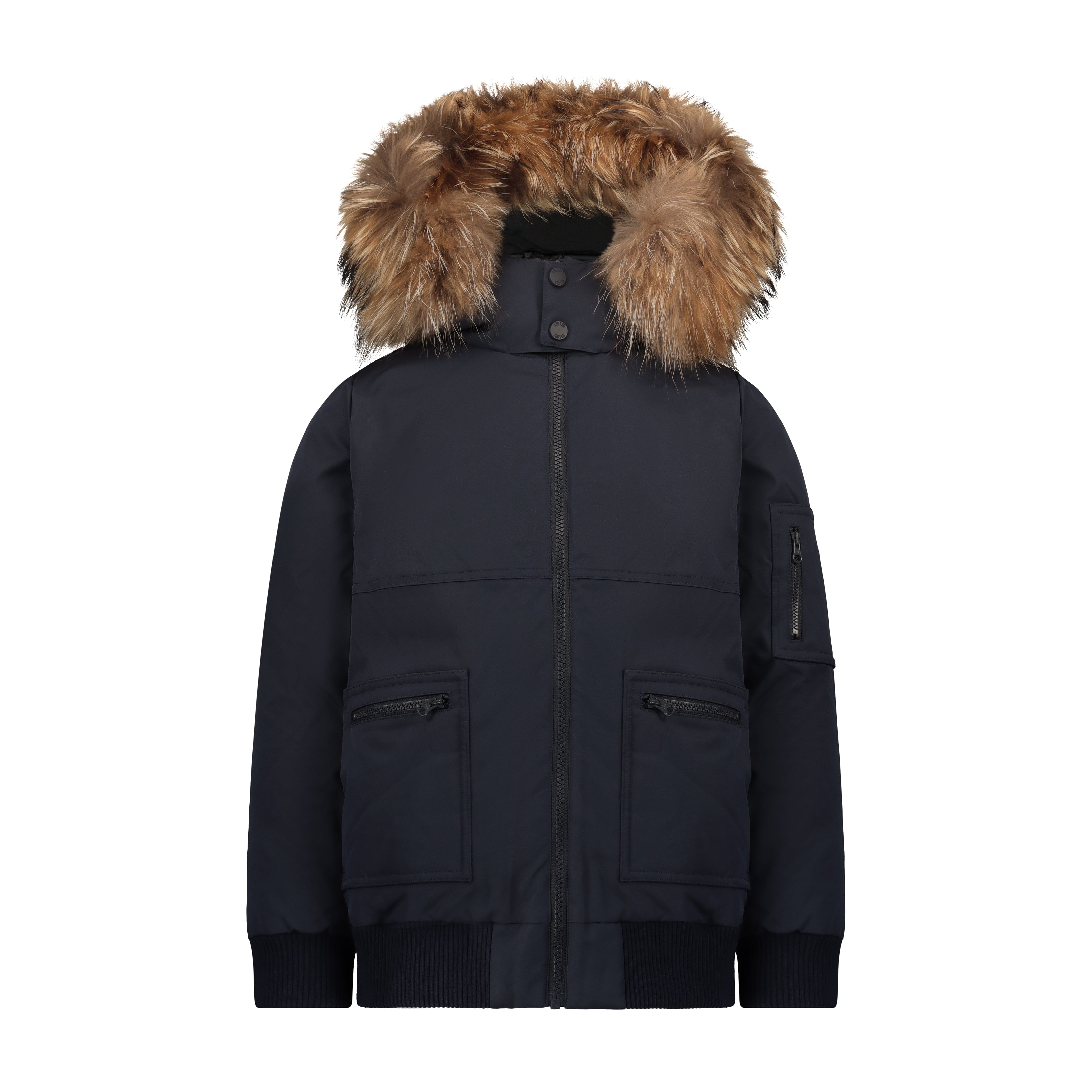 Prologue Square Pocket Boys Down Coat - Olive Green with Fur Coat IBIS Outerwear 