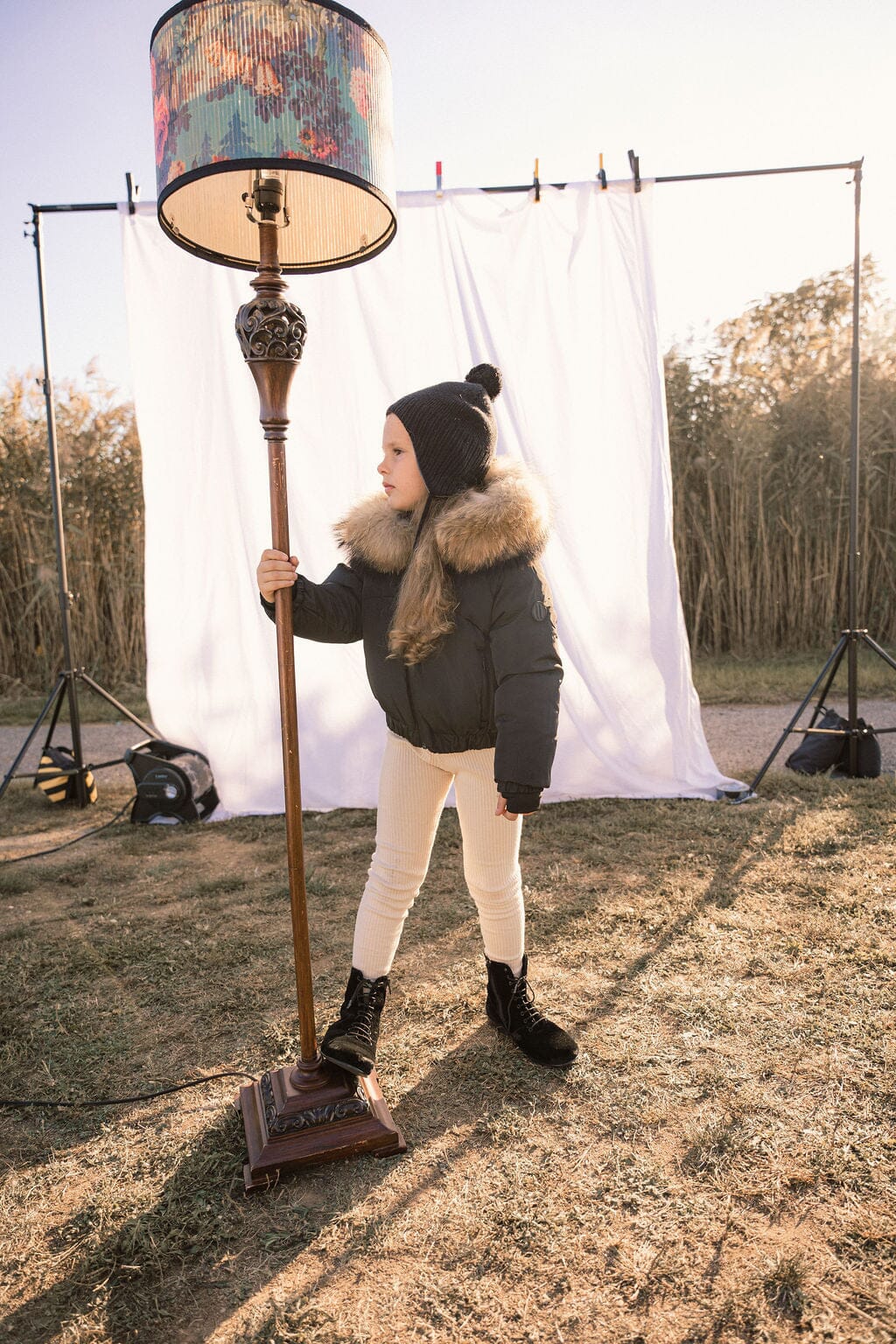 Sonnet Curved Seam Bomber Girls Down Coat - Black Coat IBIS Outerwear 