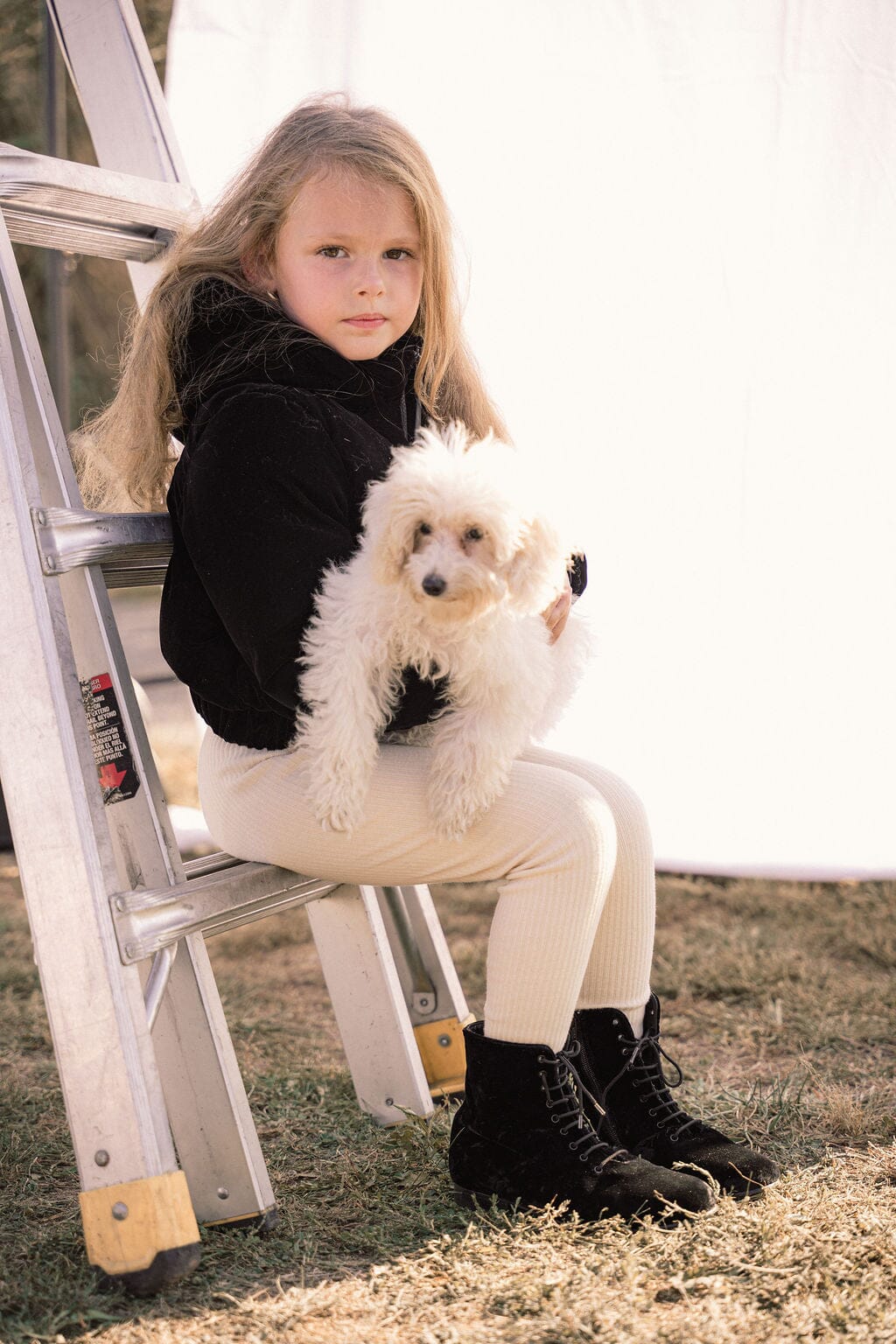 Sonnet Curved Seam Bomber Girls Down Coat - Black Velvet Coat IBIS Outerwear 