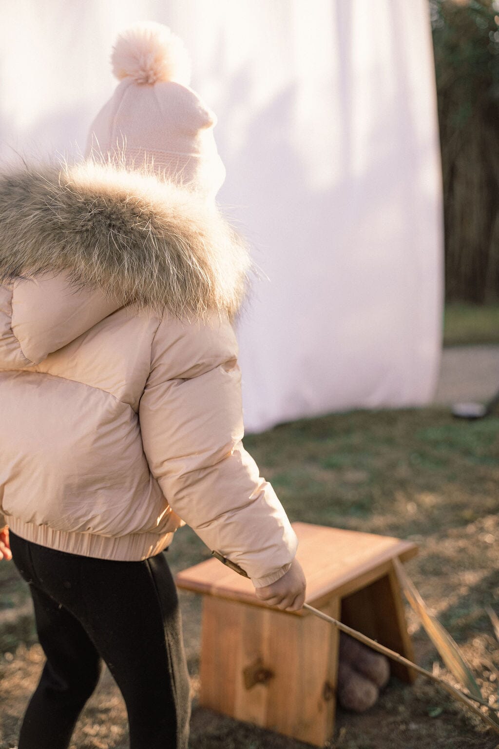 Sonnet Curved Seam Bomber Girls Down Coat - Blush Pink Coat IBIS Outerwear 