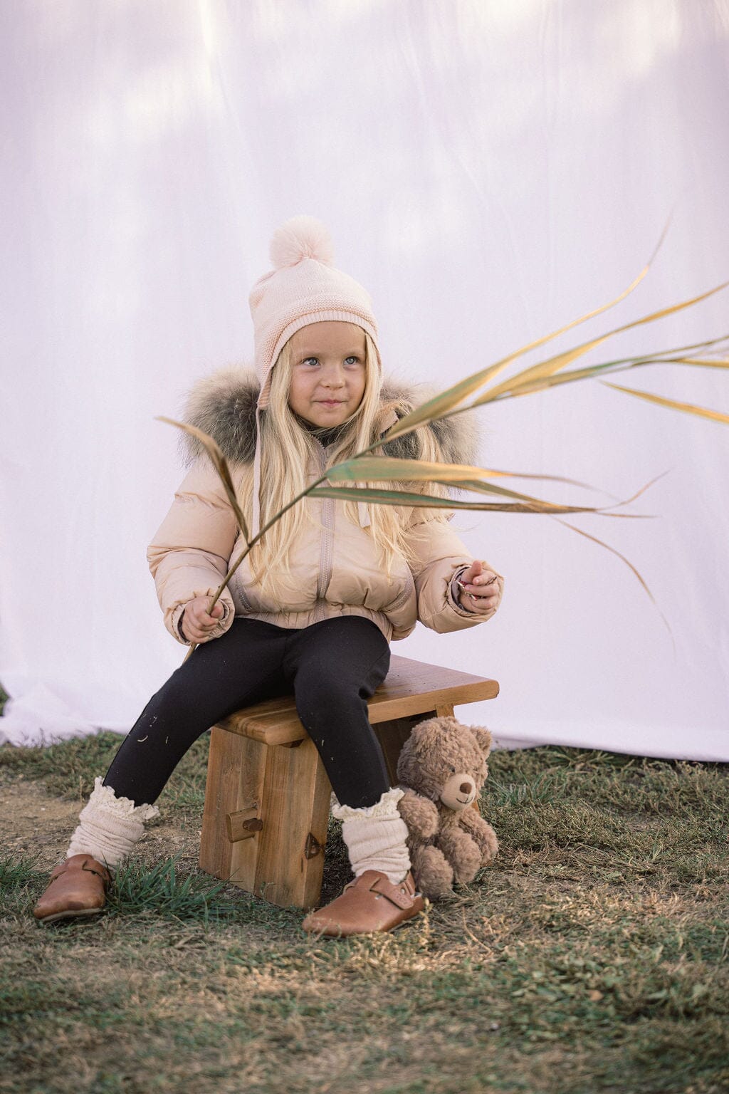 Sonnet Curved Seam Bomber Girls Down Coat - Blush Pink Coat IBIS Outerwear 