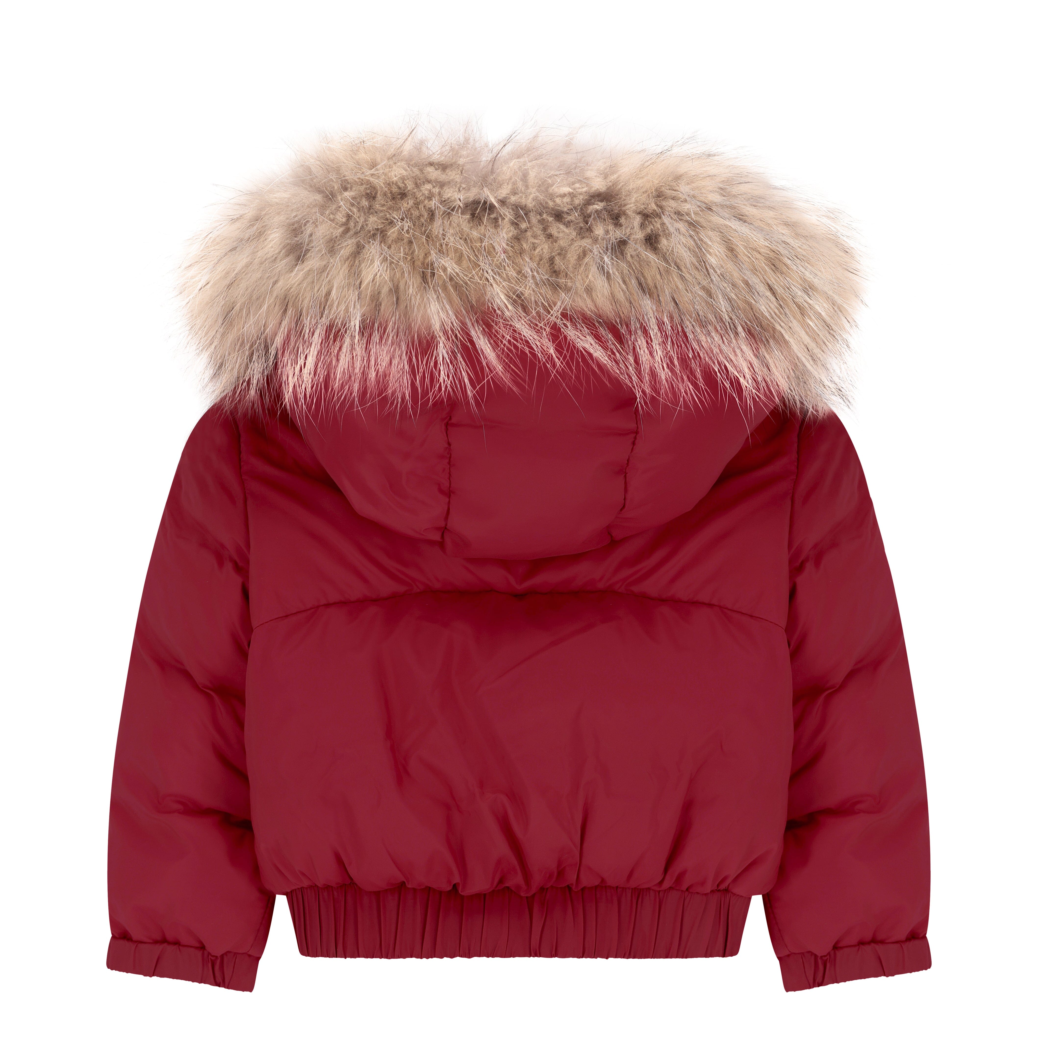 Sonnet Curved Seam Bomber Girls Down Coat - Haute Red Coat IBIS Outerwear 