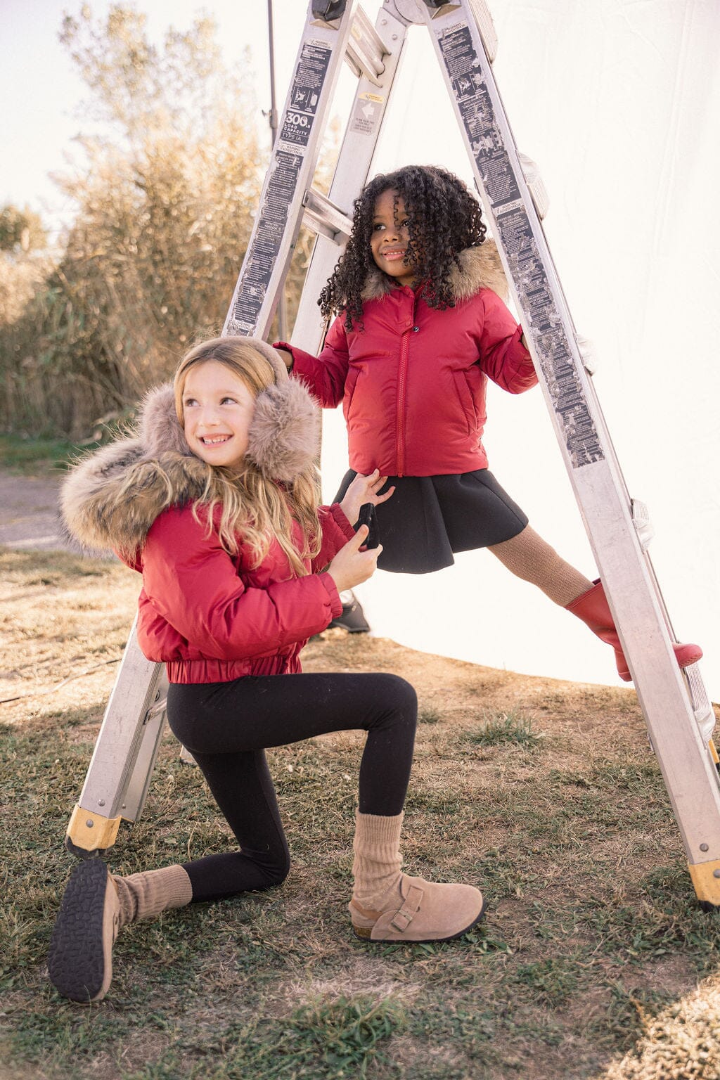 Sonnet Curved Seam Bomber Girls Down Coat - Haute Red Coat IBIS Outerwear 