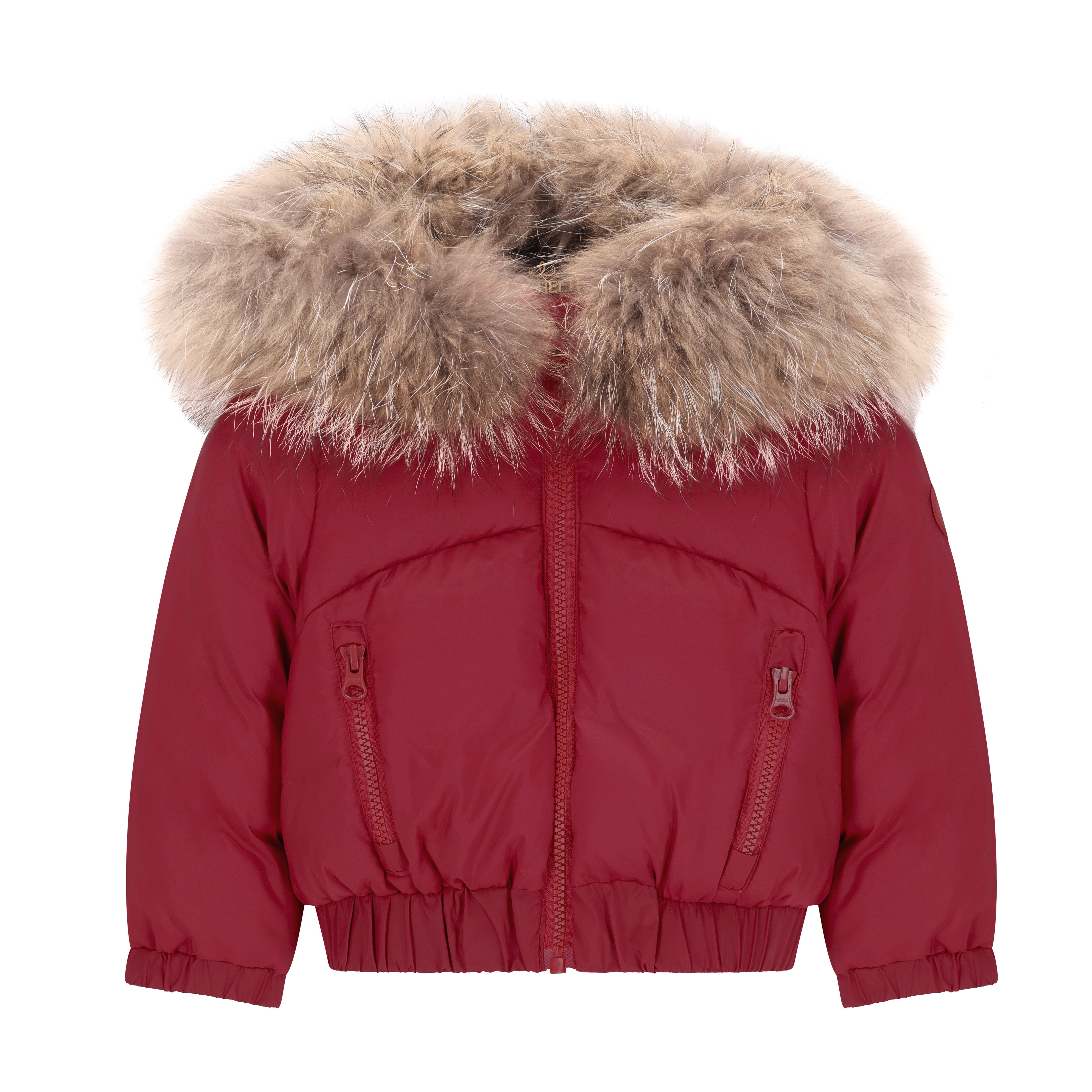 Sonnet Curved Seam Bomber Girls Down Coat - Haute Red Coat IBIS Outerwear 