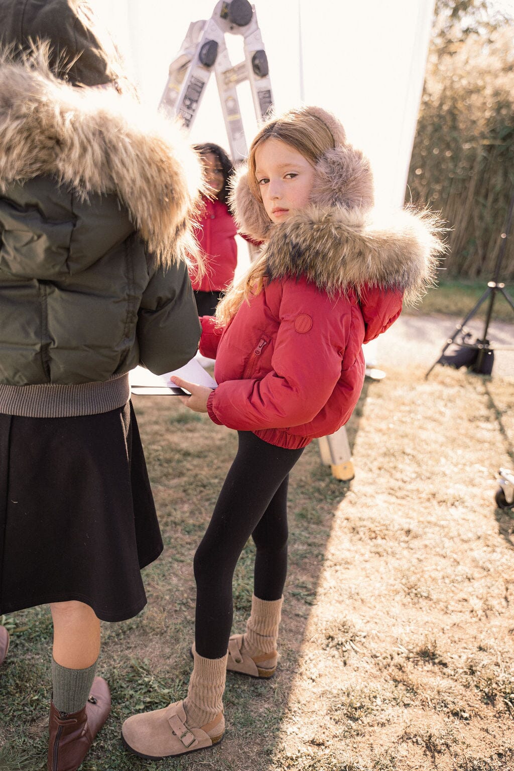 Sonnet Curved Seam Bomber Girls Down Coat - Haute Red Coat IBIS Outerwear 