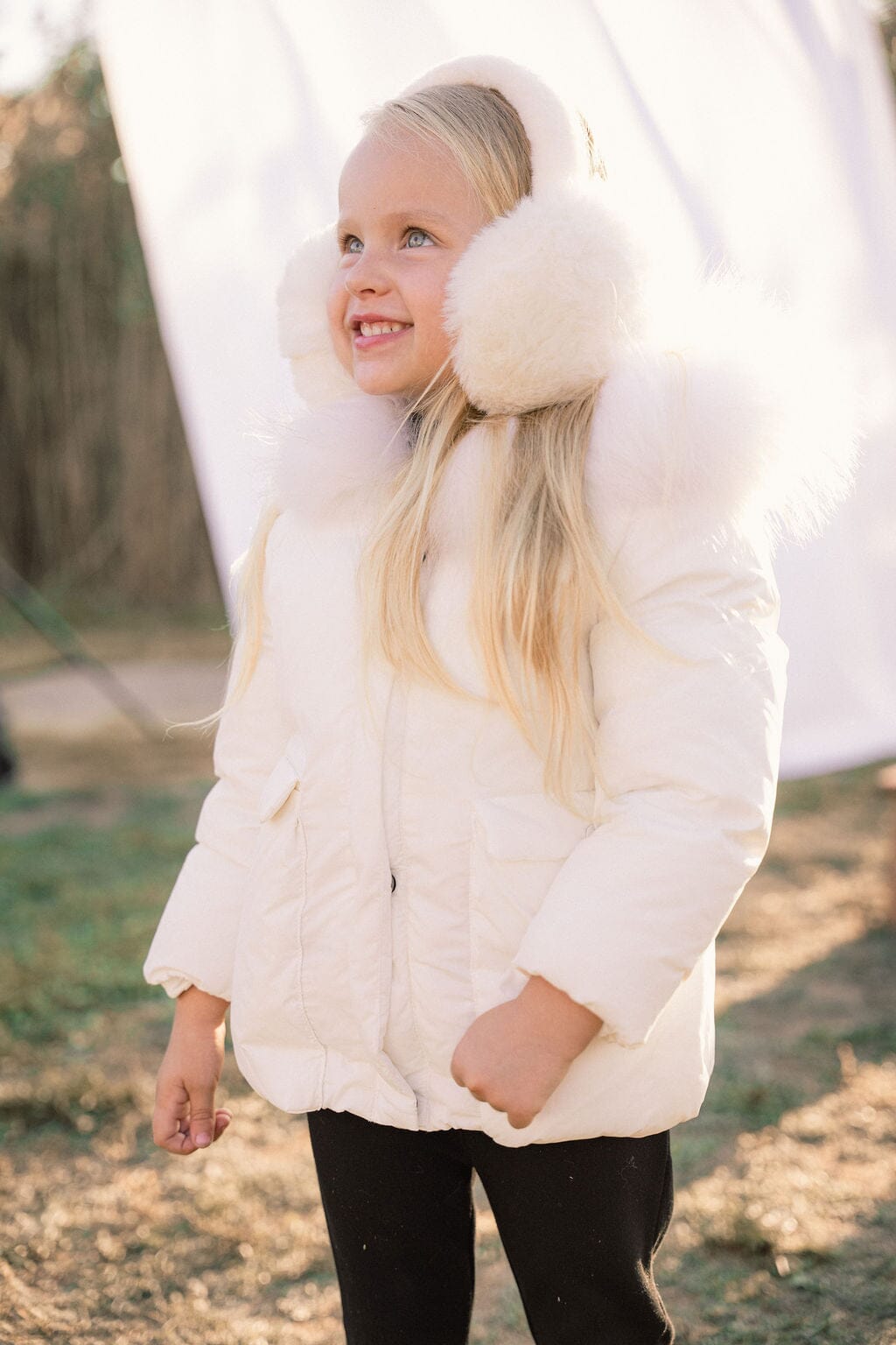 BABY ホワイト コート Stanza Big Pocket Baby Down Coat - Winter White