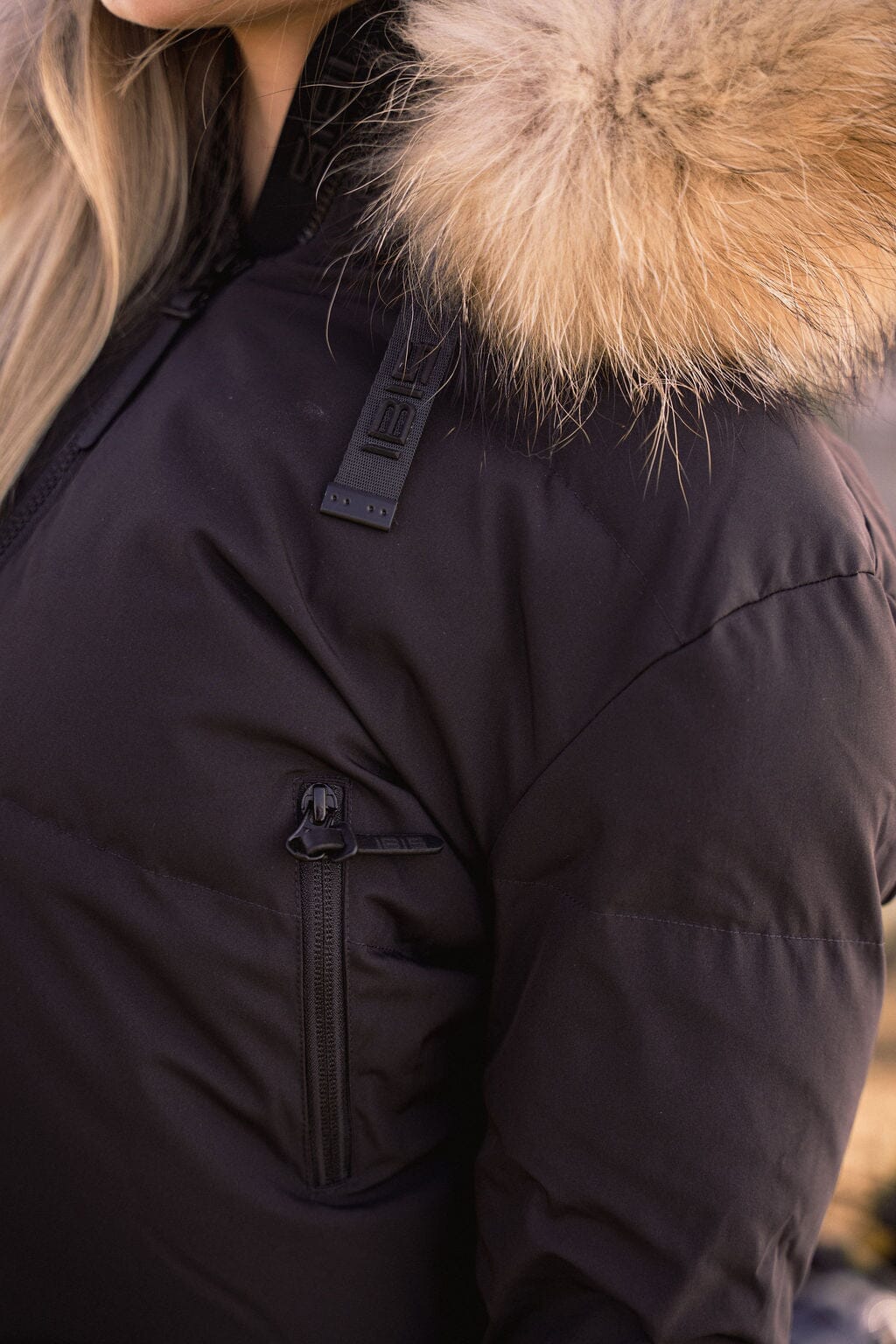 Story Blouson Teens Down Coat - Black with Natural Fur Coat IBIS Outerwear 