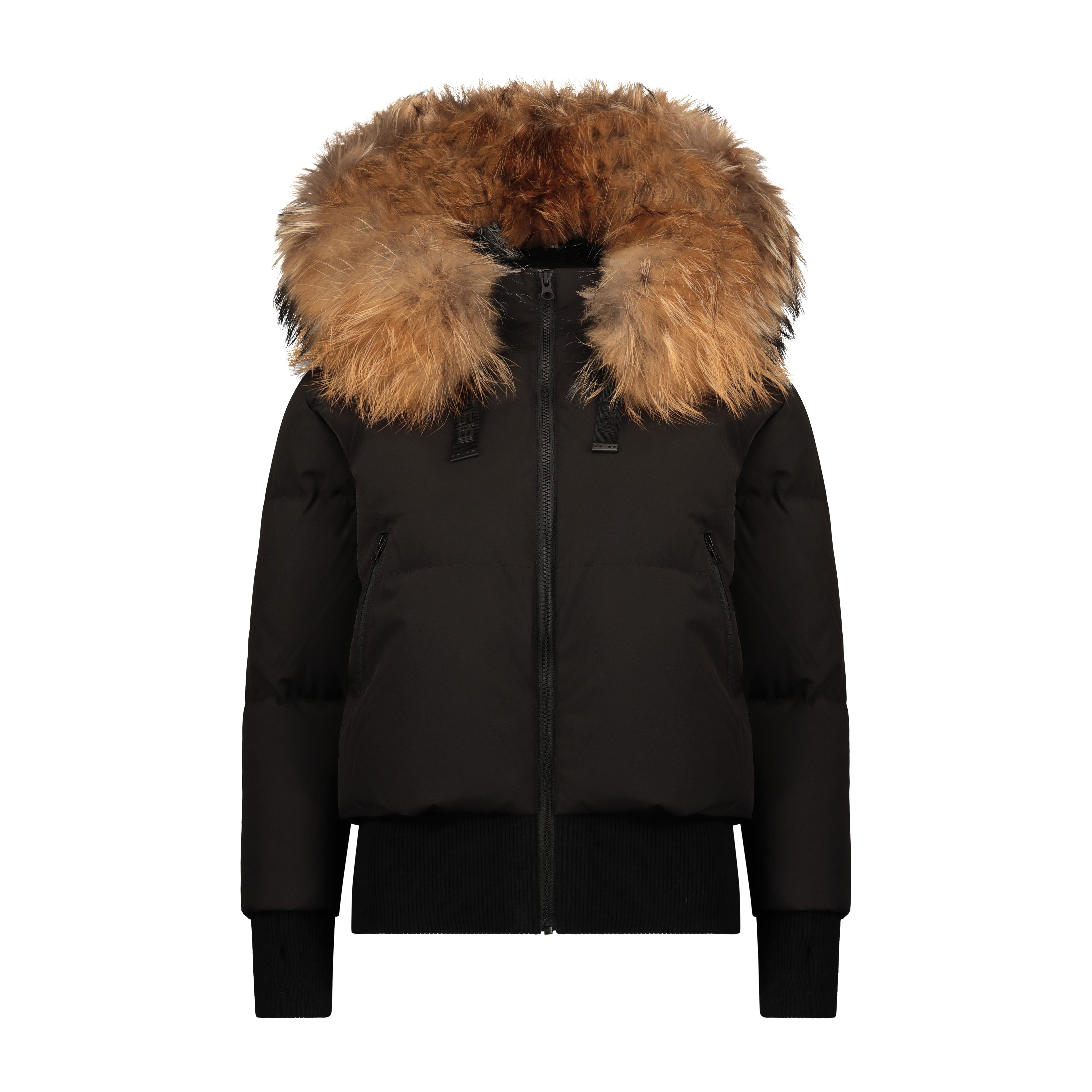 Story Blouson Teens Down Coat - Black with Natural Fur Coat IBIS Outerwear 