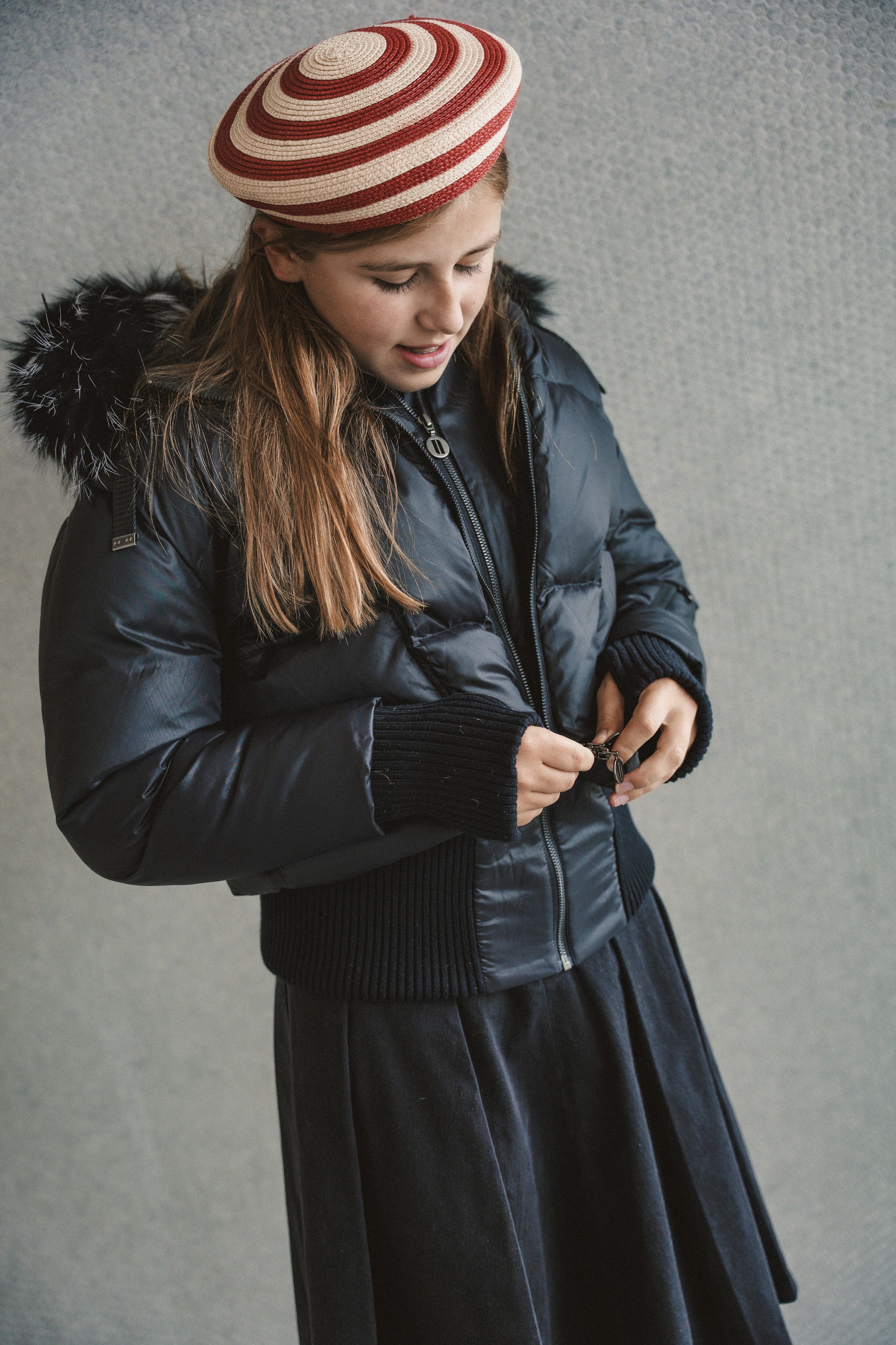 The Beyond Teen Double Zipper Coat - Black Semi Shine Coat IBIS Outerwear 