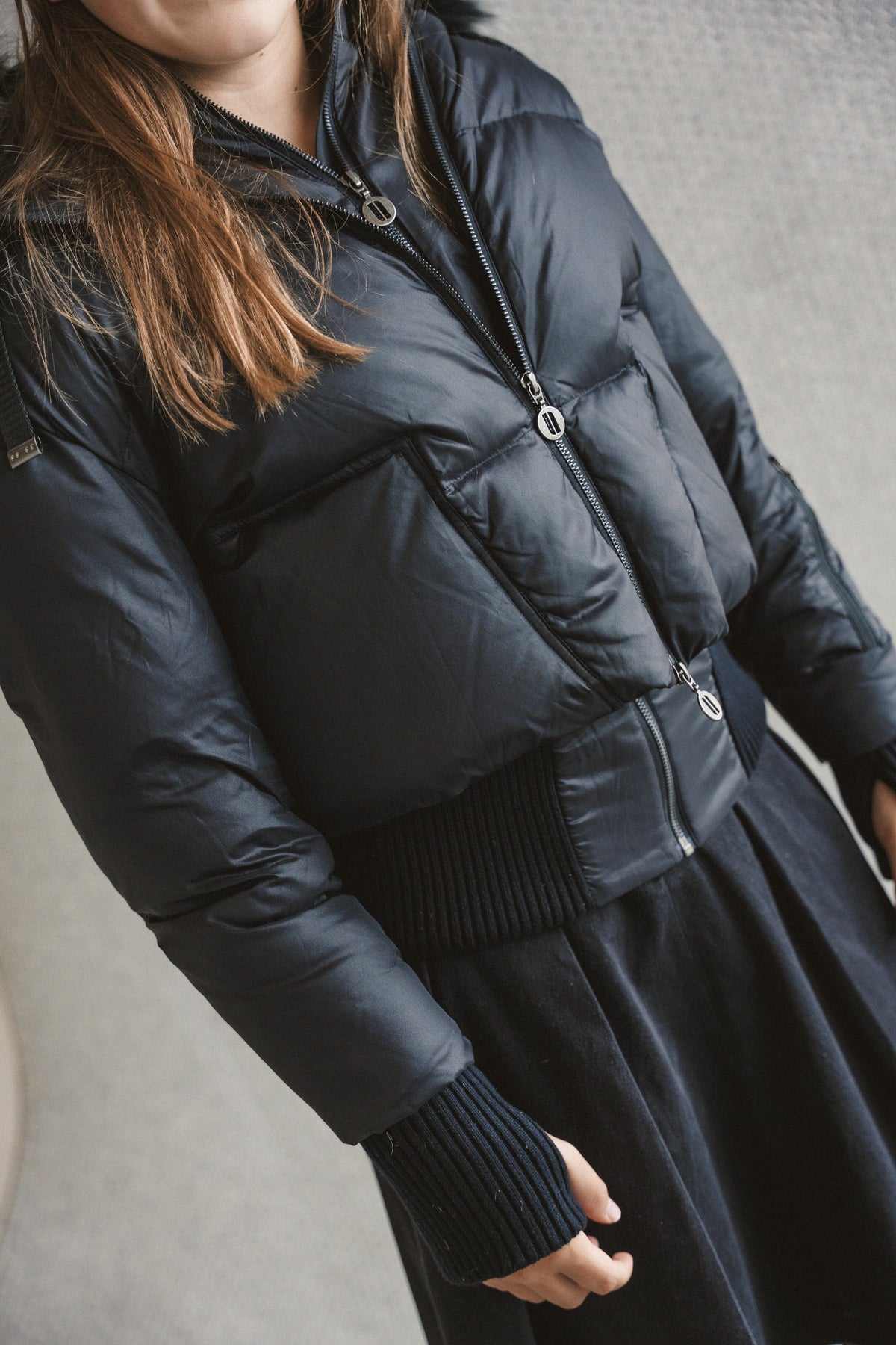 The Beyond Teen Double Zipper Coat - Black Semi Shine Coat IBIS Outerwear 