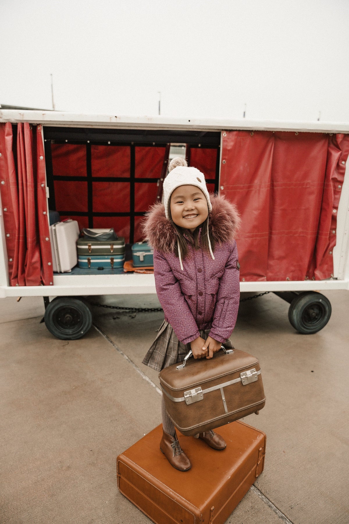 The Crossing Girls Covered Pocket Coat - Burgundy Denim Coat IBIS Outerwear 