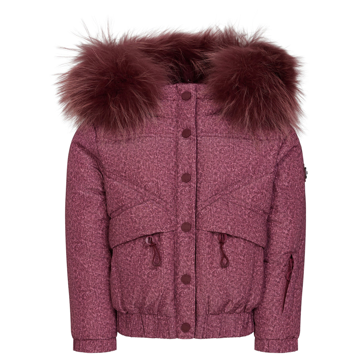 The Crossing Girls Covered Pocket Coat - Burgundy Denim Coat IBIS Outerwear 