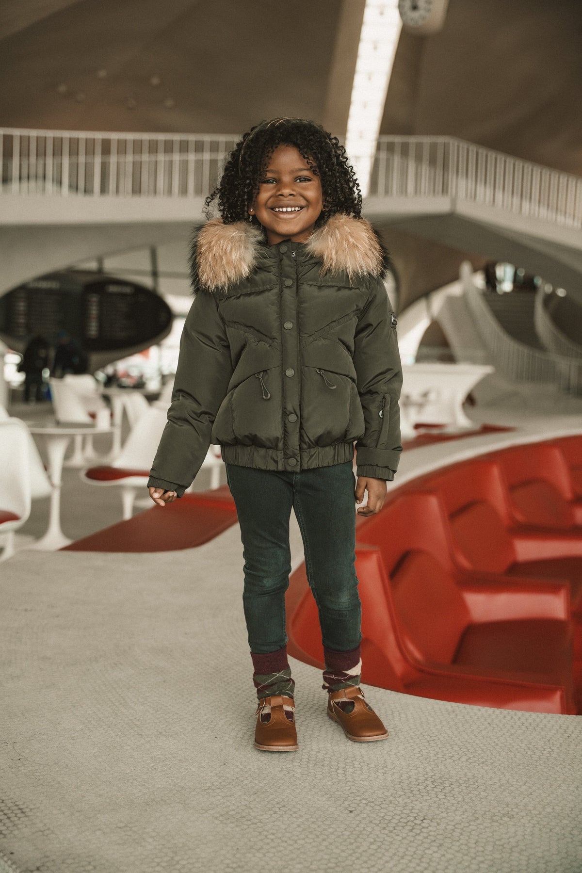 The Crossing Girls Covered Pocket Coat - Olive Green Coat IBIS Outerwear 