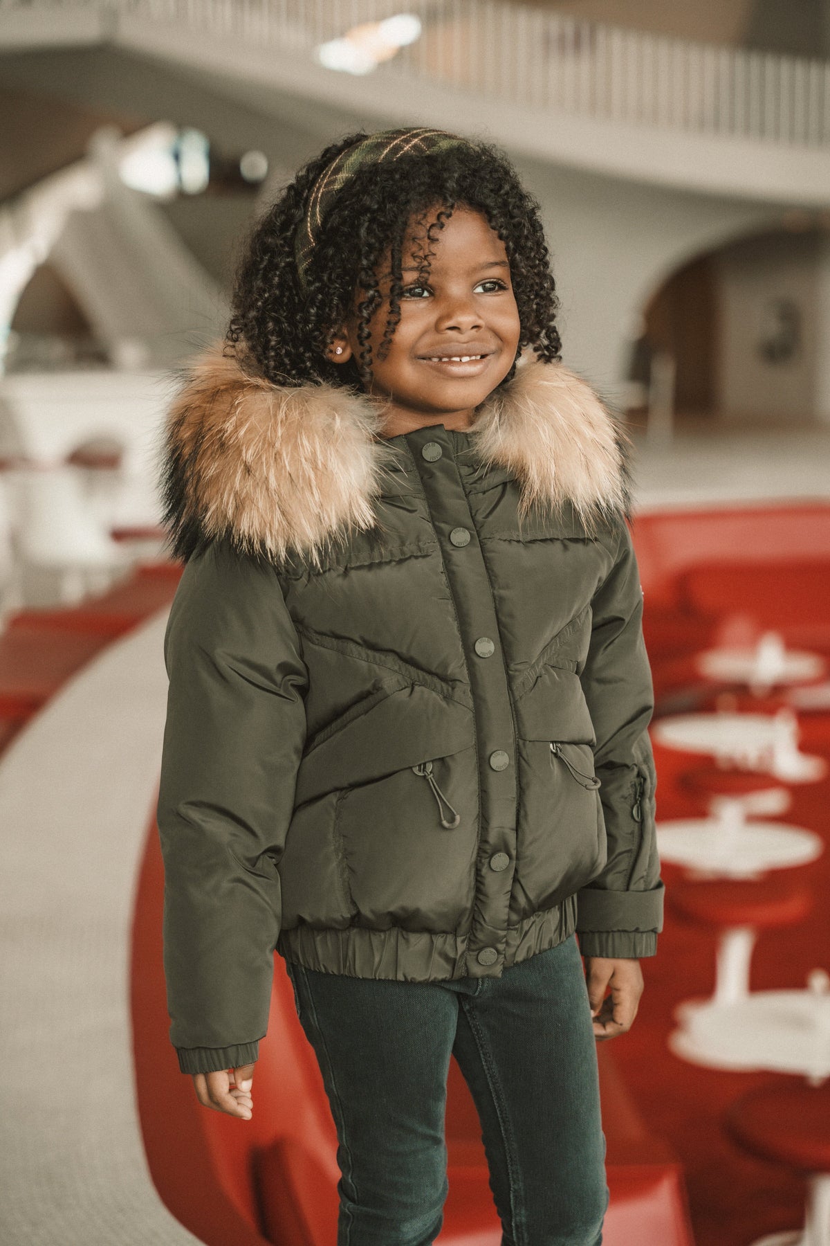 The Crossing Girls Covered Pocket Coat - Olive Green Coat IBIS Outerwear 