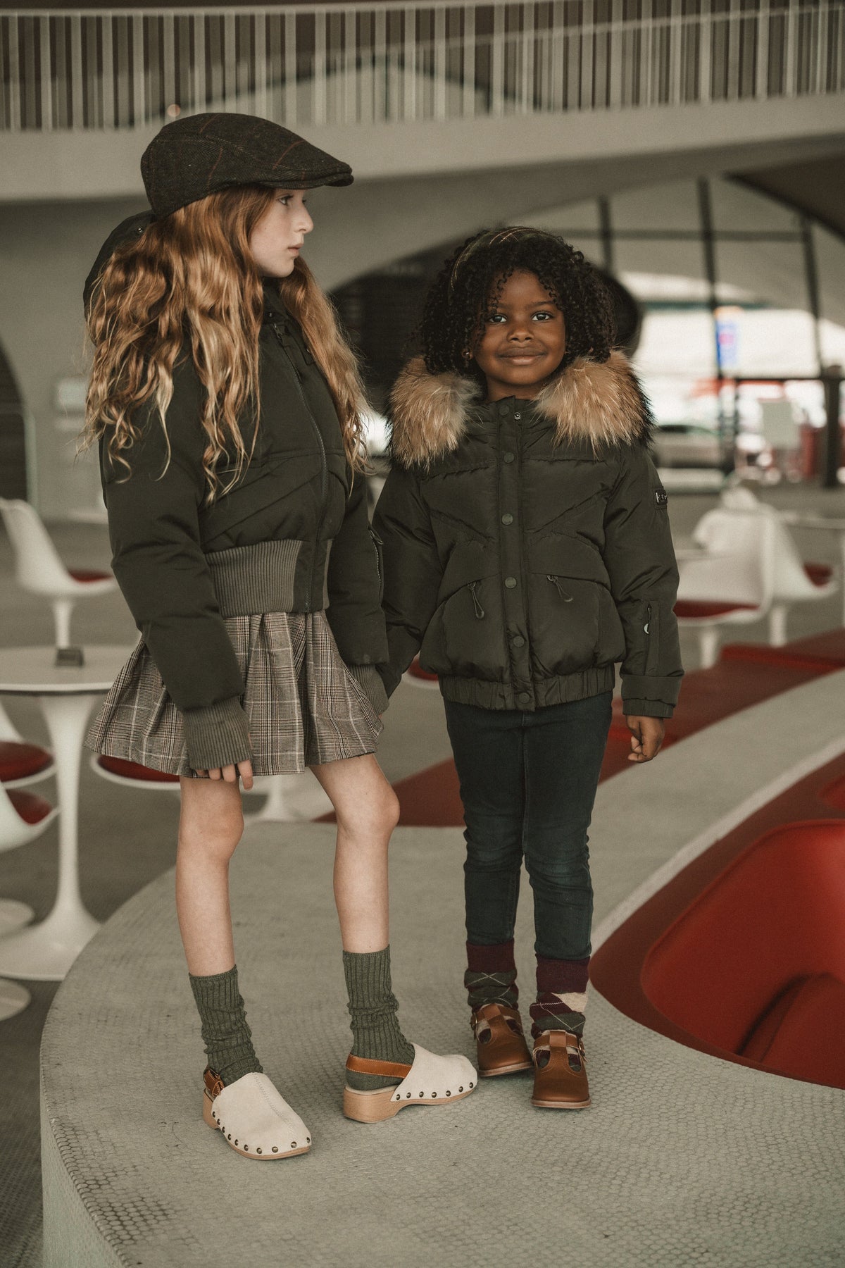 The Crossing Girls Covered Pocket Coat - Olive Green Coat IBIS Outerwear 