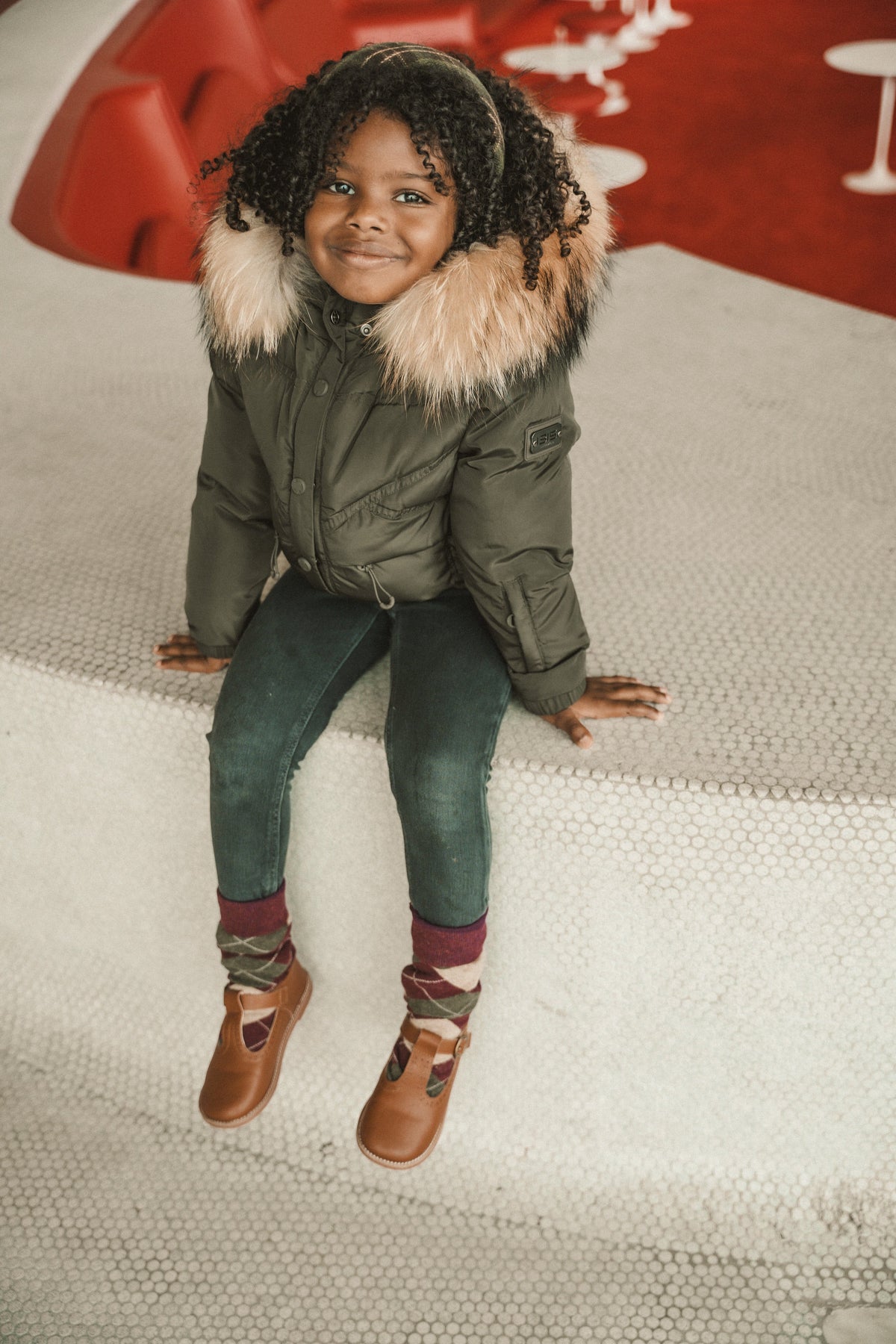 The Crossing Girls Covered Pocket Coat - Olive Green Coat IBIS Outerwear 