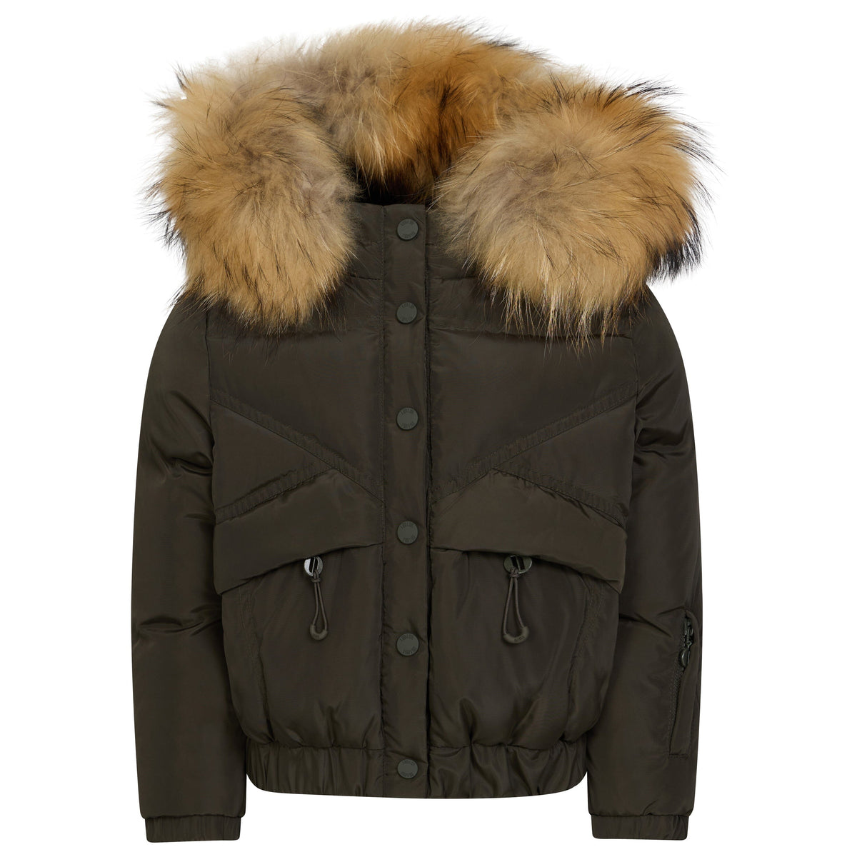 The Crossing Girls Covered Pocket Coat - Olive Green Coat IBIS Outerwear 