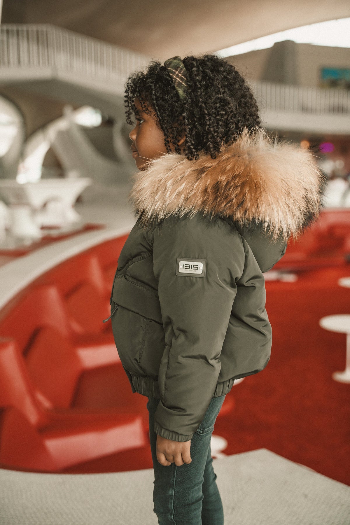 The Crossing Girls Covered Pocket Coat - Olive Green Coat IBIS Outerwear 