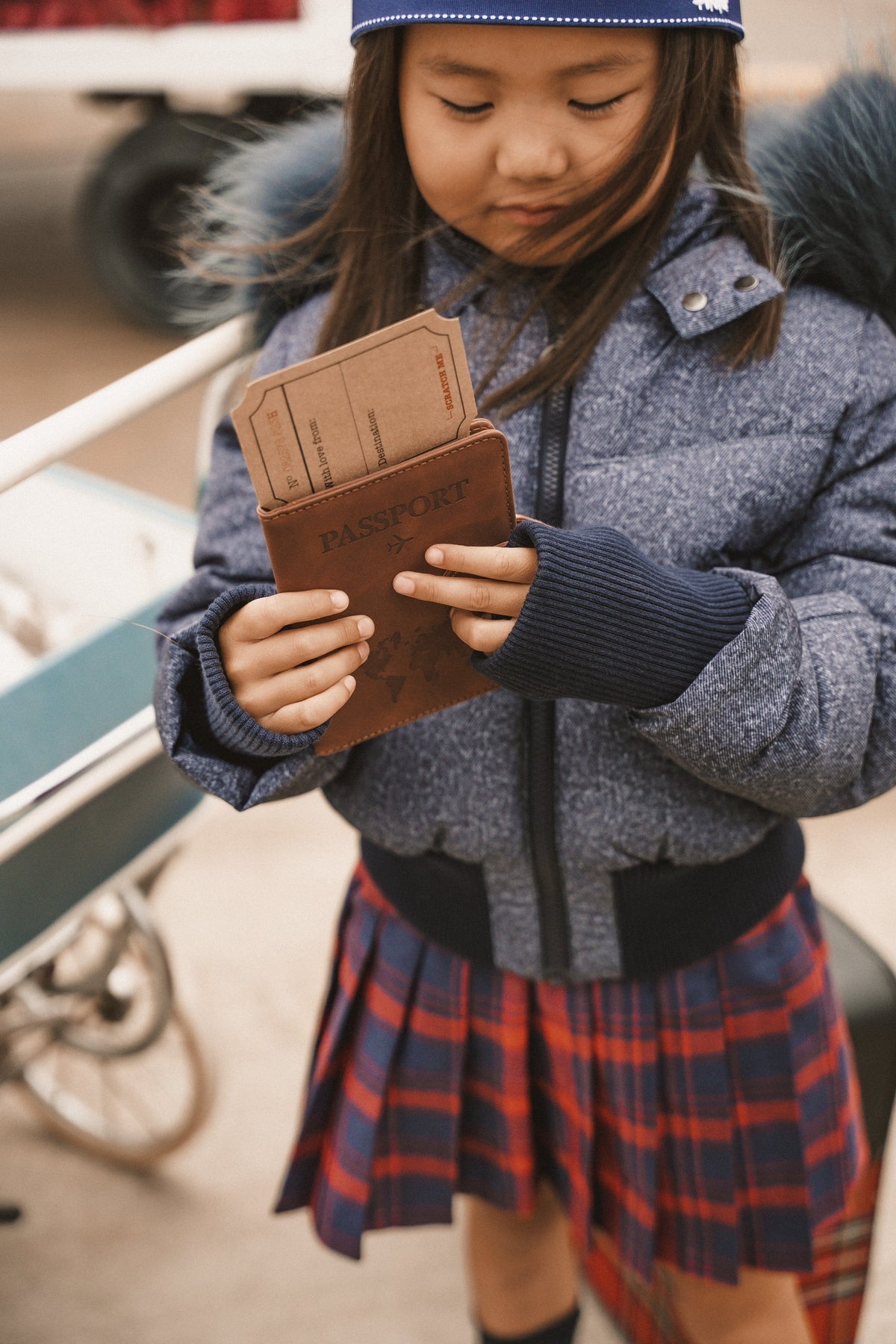 The Horizon Girl's Tall Waistband Coat - Dark Denim Coat IBIS Outerwear 