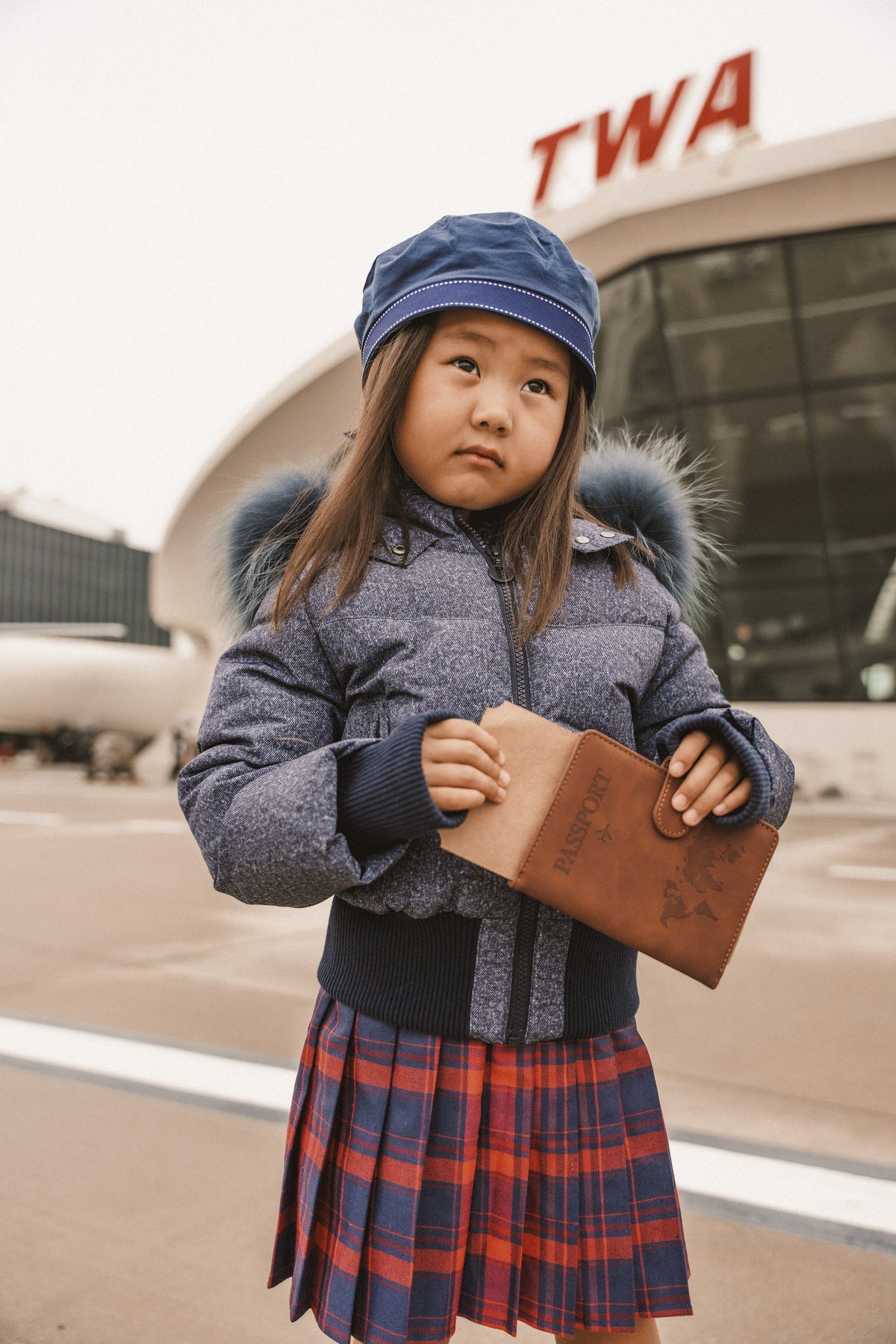 The Horizon Girl's Tall Waistband Coat - Dark Denim Coat IBIS Outerwear 