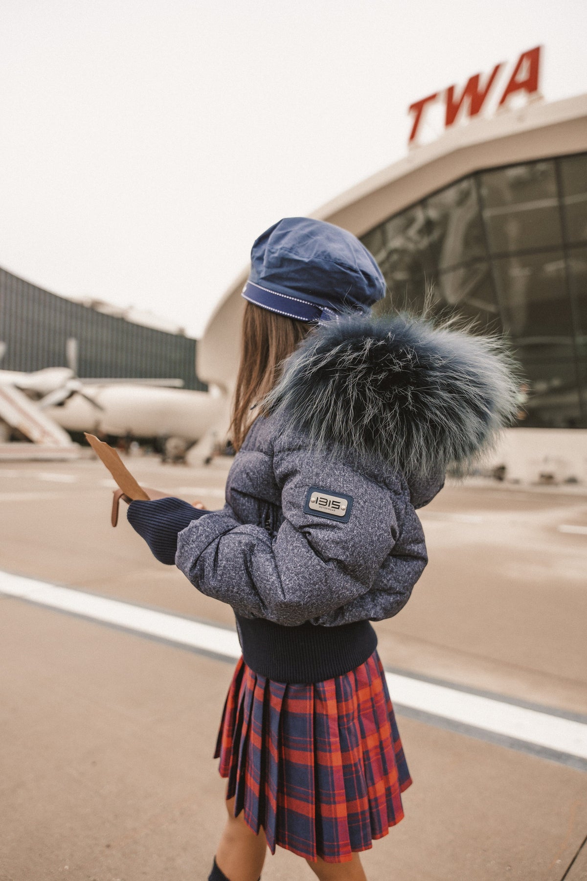 The Horizon Girl's Tall Waistband Coat - Dark Denim Coat IBIS Outerwear 
