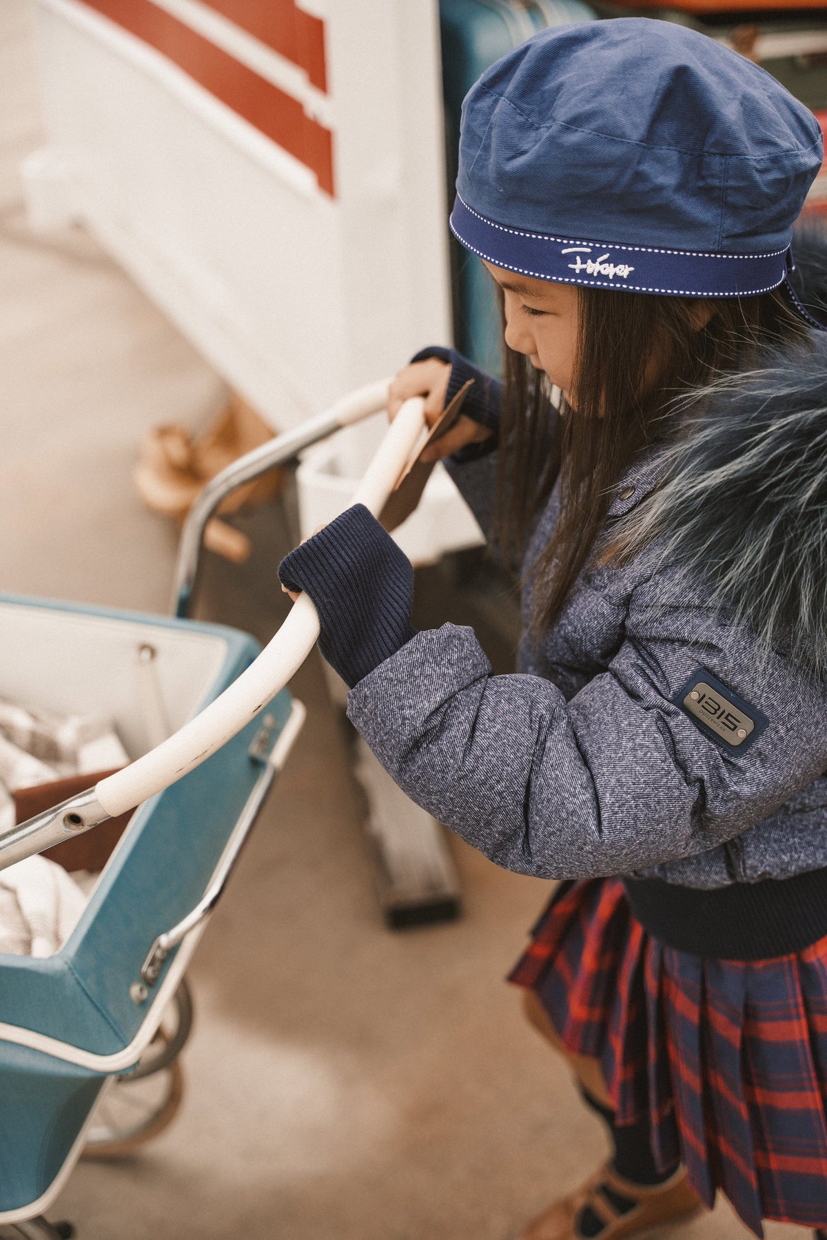 The Horizon Girl's Tall Waistband Coat - Dark Denim Coat IBIS Outerwear 