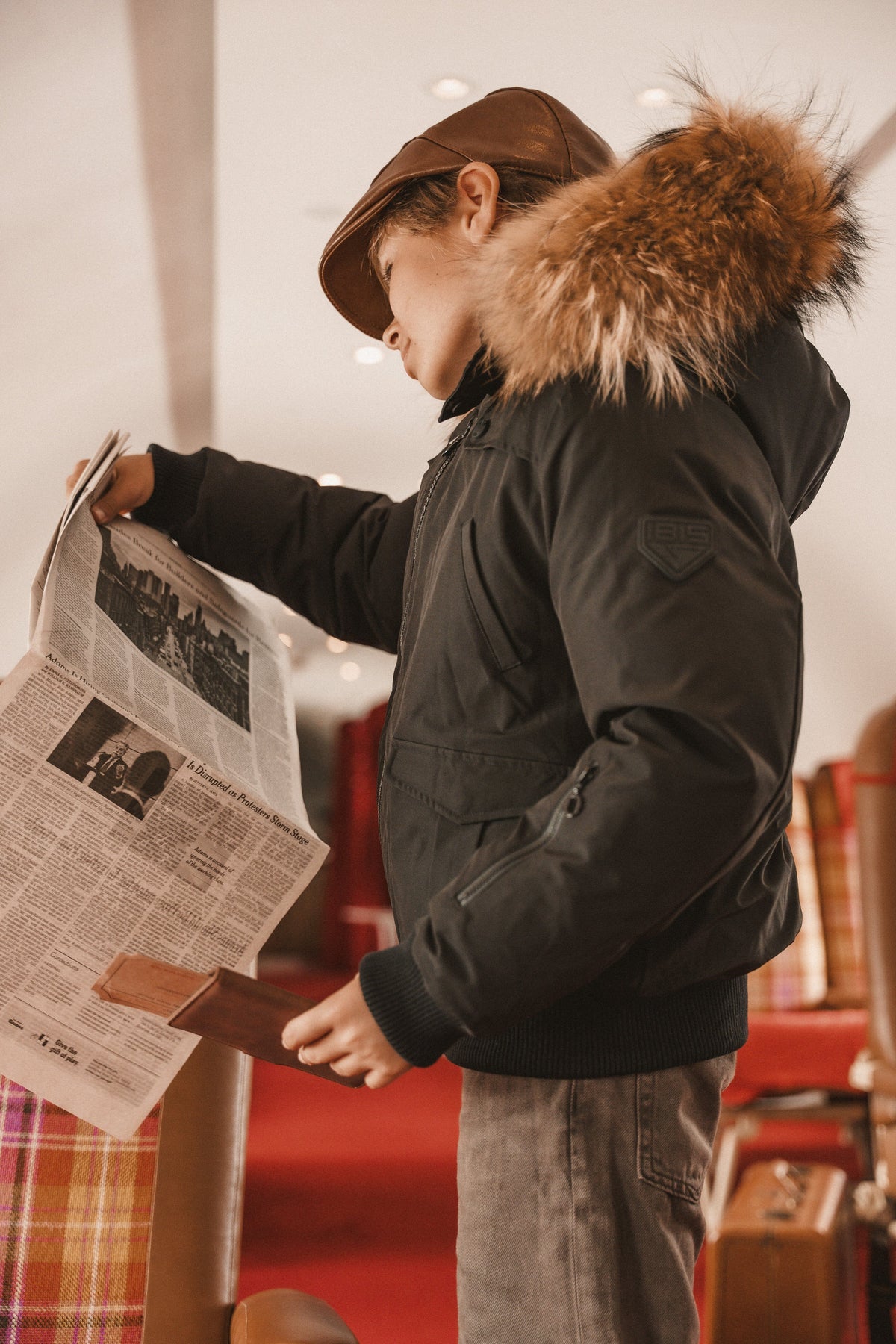 The Northbound Boys' Bomber with Shoulder Flaps - Black Coat IBIS Outerwear 